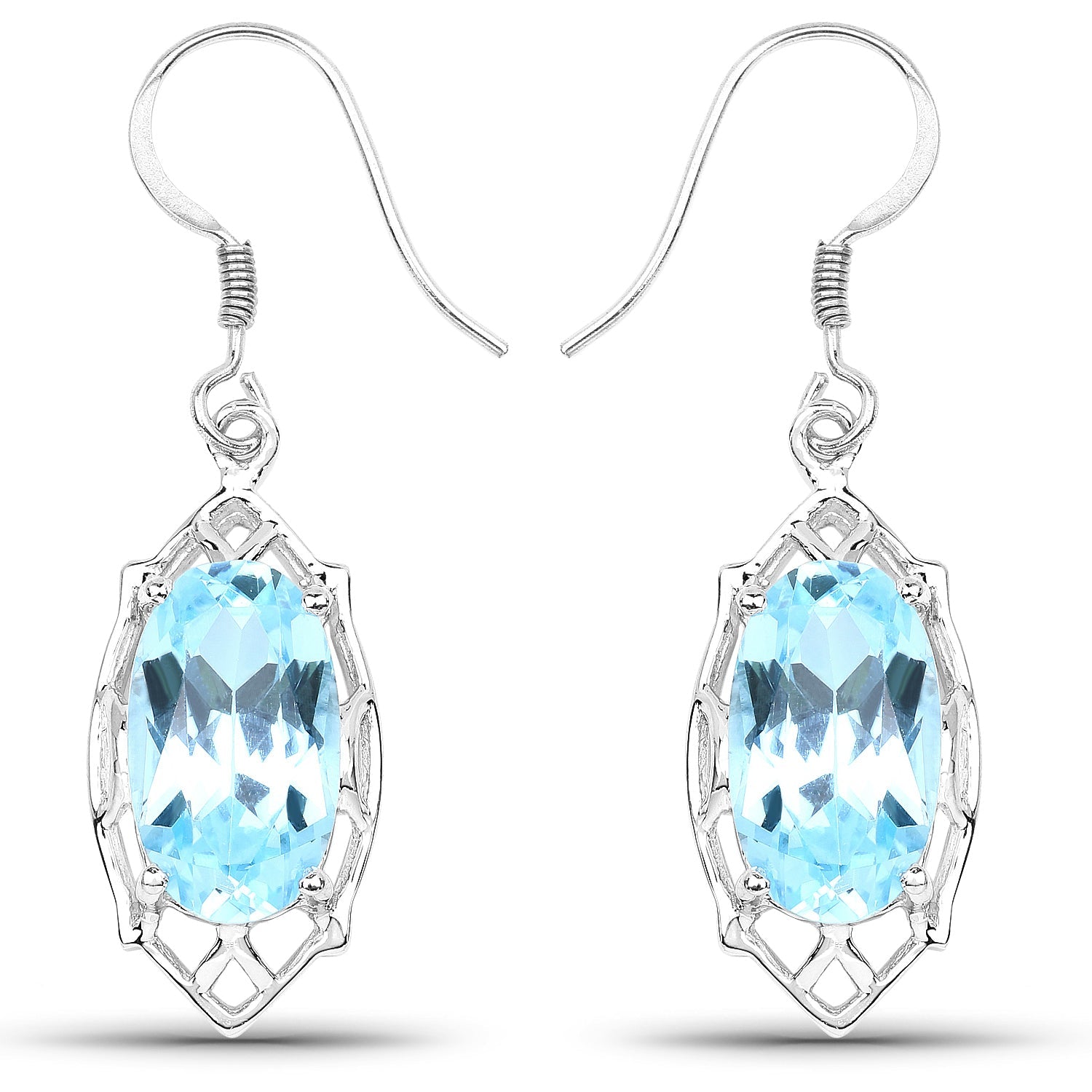 13.68 Carat Genuine Blue Topaz .925 Sterling Silver Earrings on sale at MyriadMart