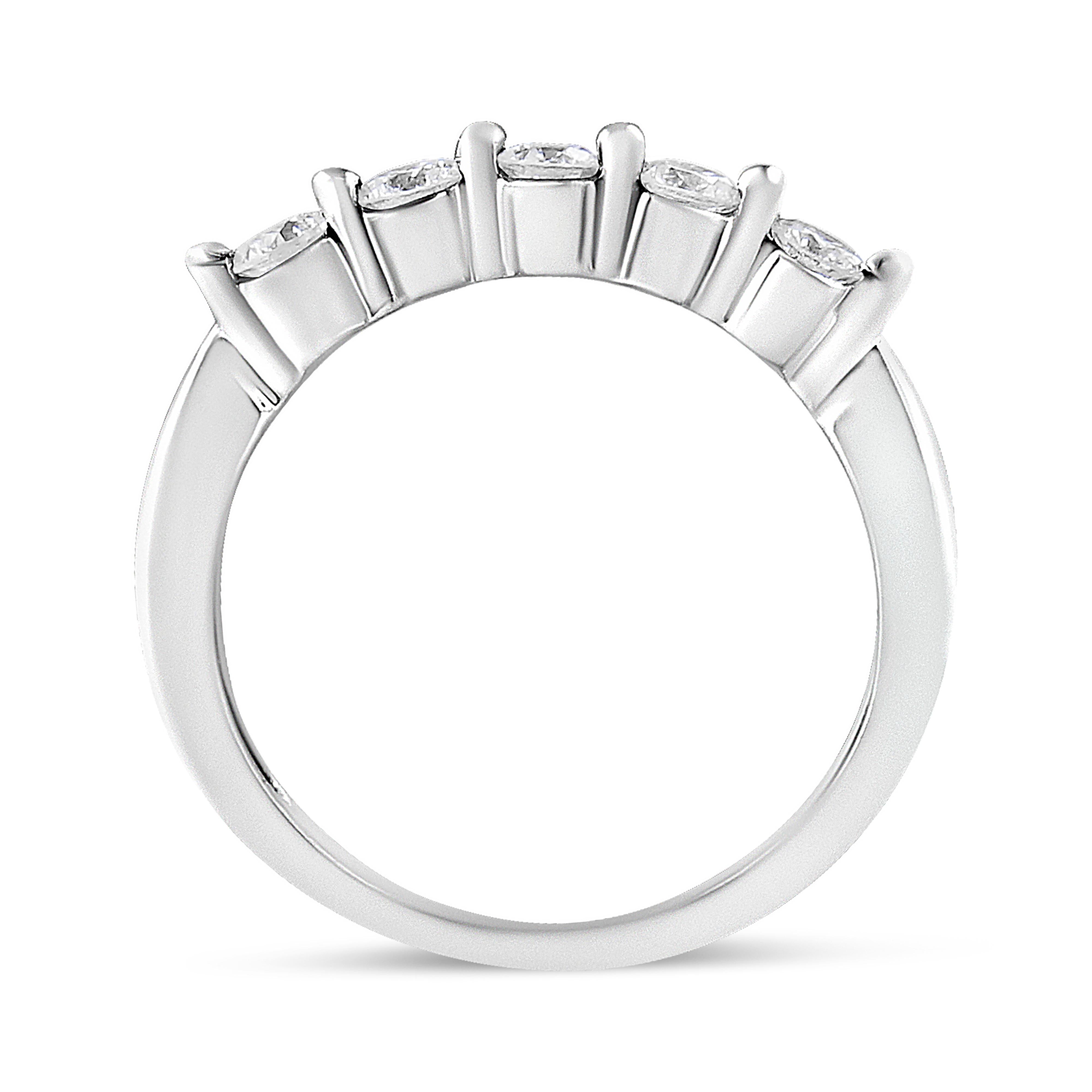 14K White Gold 1/2 Cttw Round-Cut 5-Stone Diamond Ring H-I Color, SI1-SI2 Clarity Size 7 on sale at MyriadMart