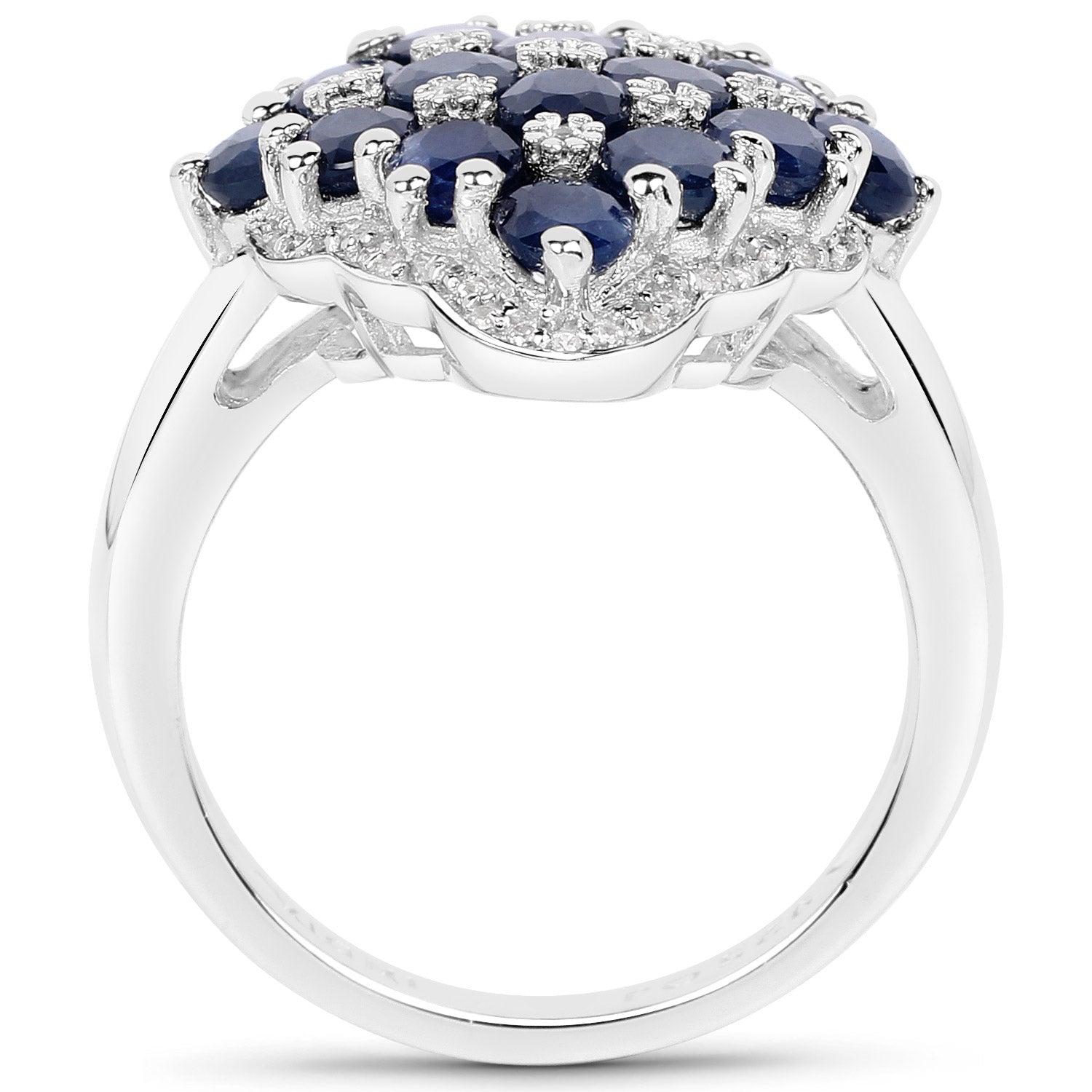 3.48 Carat Genuine Blue Sapphire and White Zircon .925 Sterling Silver Ring on sale at MyriadMart
