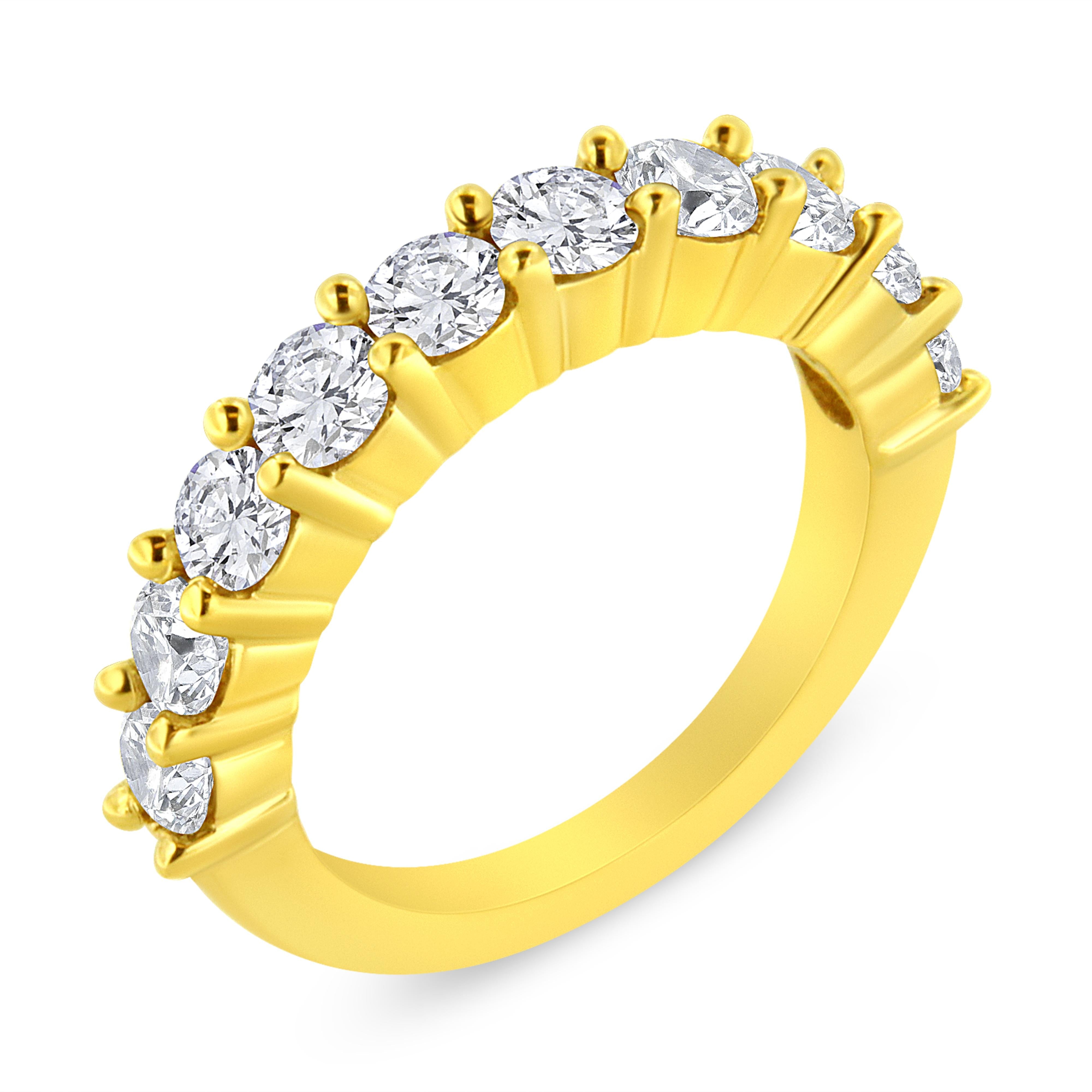14K Yellow Gold Plated .925 Sterling Silver 2.0 Cttw Round Brilliant Cut Diamond 10 Stone Anniversary Band Ring J-K Color, I1-I2 Clarity - Size 7 on sale at MyriadMart