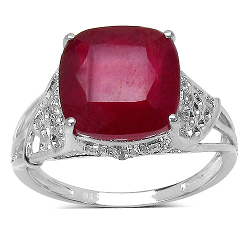 4.20 ct. t.w. Glass Filled Ruby and White Topaz Ring in Sterling Silver
