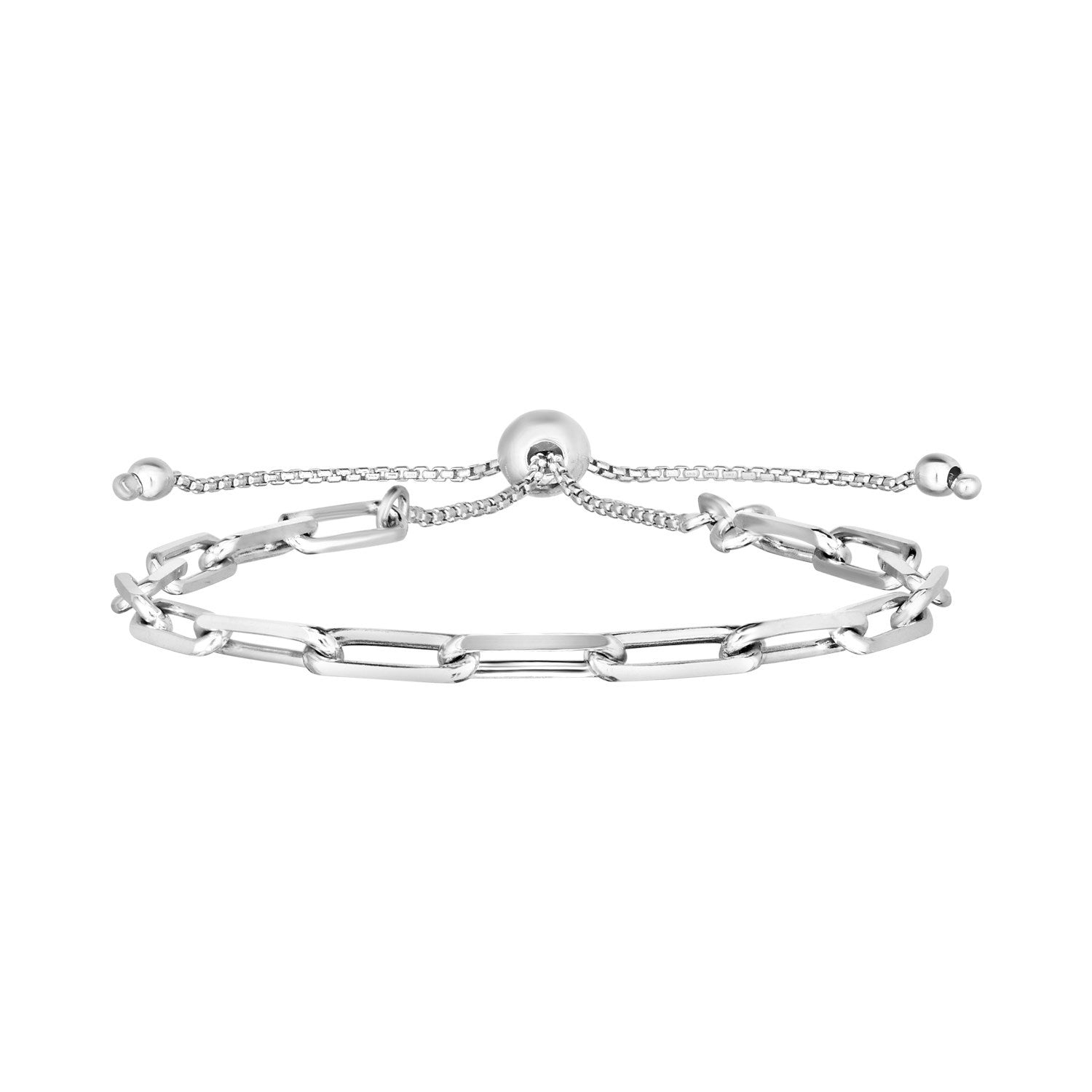 Sterling Silver Paperclip Chain Adjustable Bracelet on sale at MyriadMart