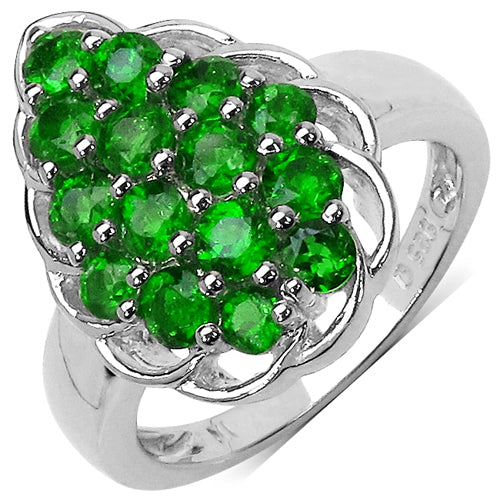 1.71 Carat Genuine Chrome Diopside .925 Sterling Silver Ring on sale at MyriadMart
