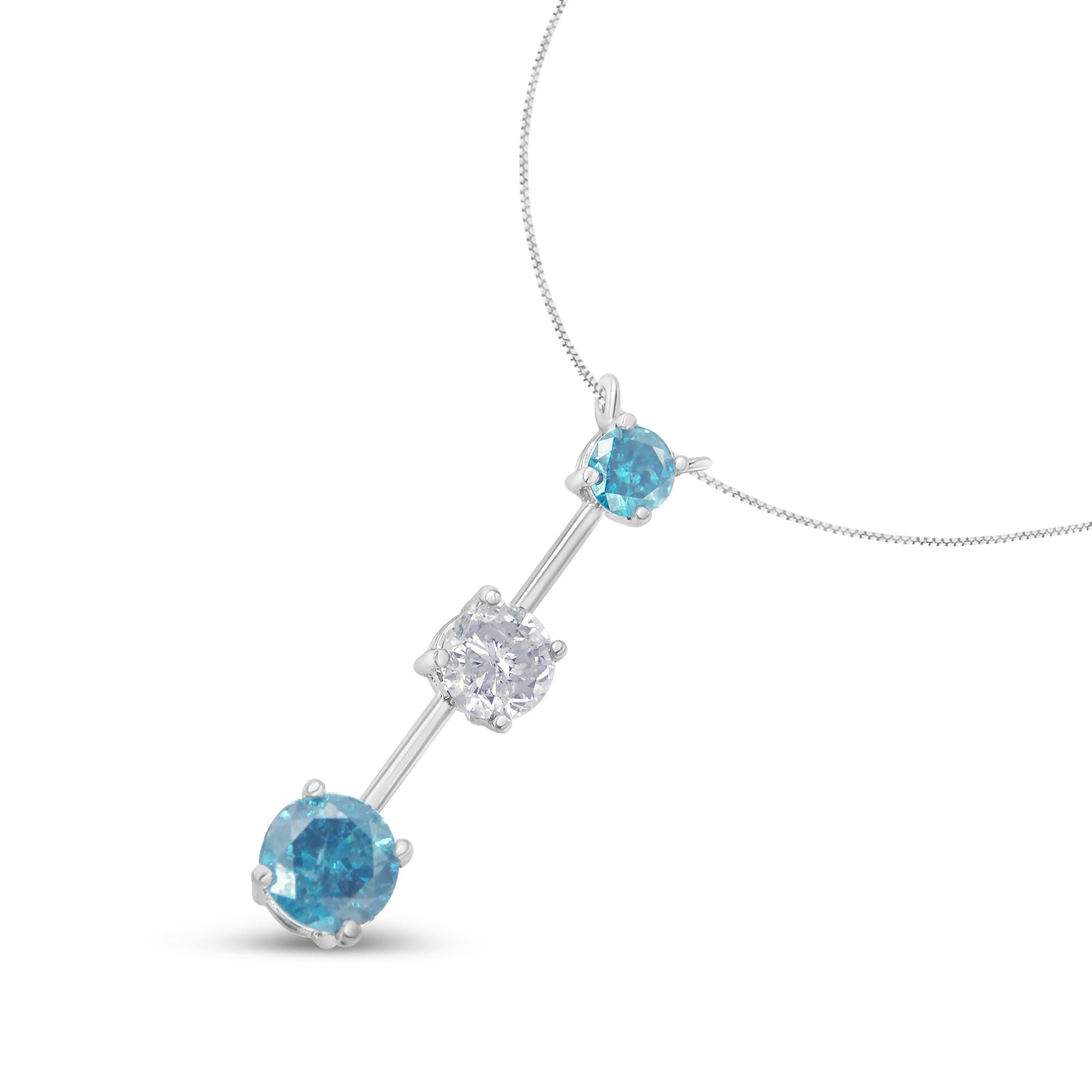 14K White Gold 1 1/2 cttw White and Treated Blue Diamond Pendant Necklace H-I, I1-I2 on sale at MyriadMart