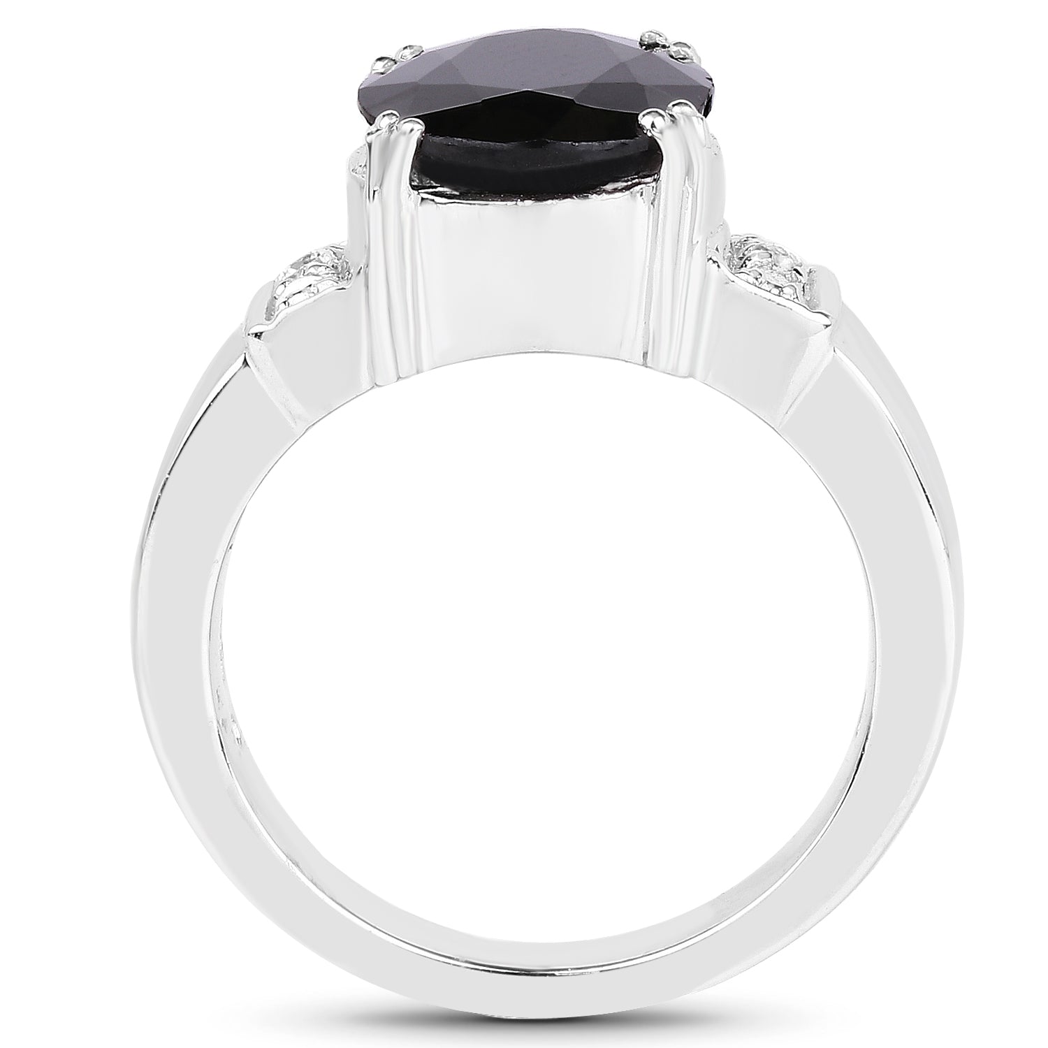 5.29 Carat Genuine Black Sapphire and White Topaz .925 Sterling Silver Ring on sale at MyriadMart