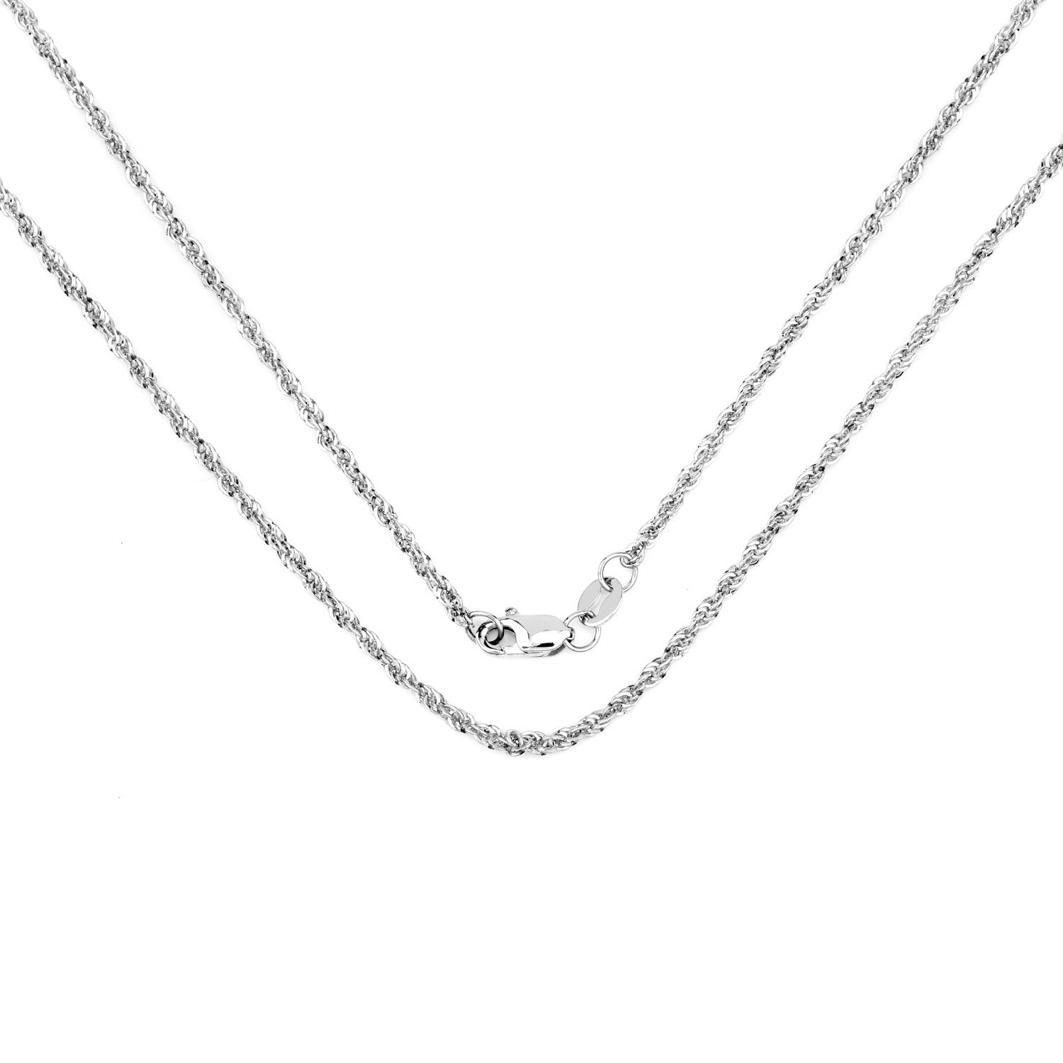 14K White Gold 18inch 1.5mm Lite Rope Chain with Lobster Clasp on sale at MyriadMart