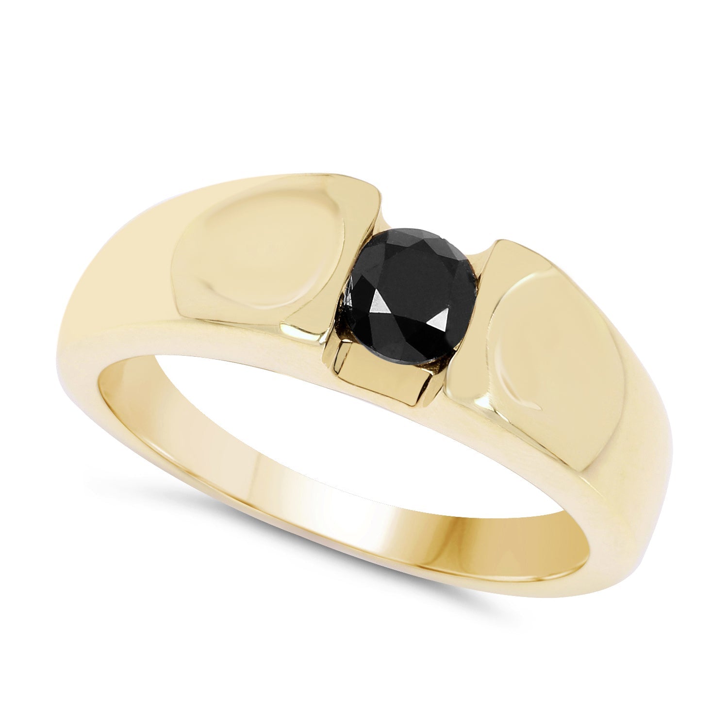 14K Yellow Gold Plated 0.25 Carat Genuine Black Diamond .925 Sterling Silver Ring on sale at MyriadMart
