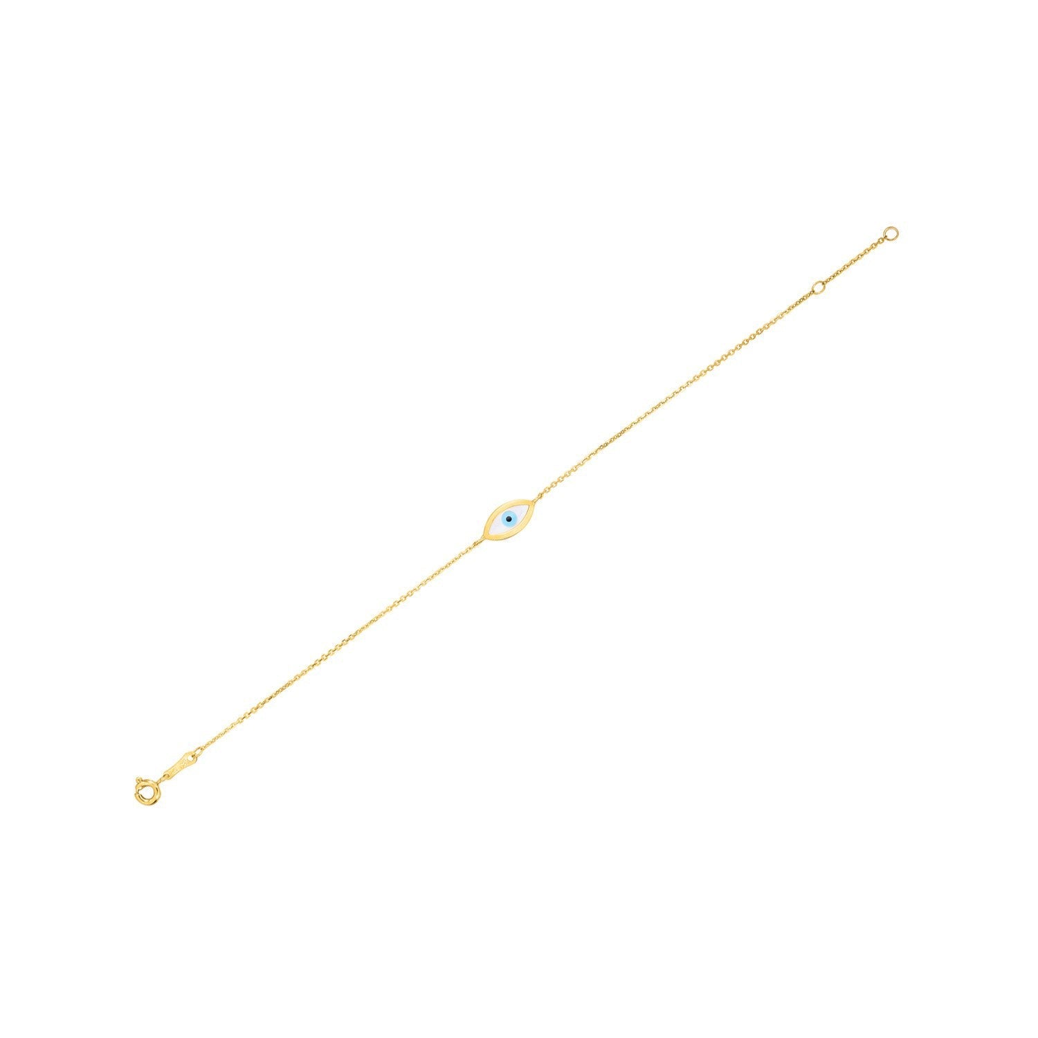 14k Yellow Gold MOP Evil Eye Bracelet 1.00 mm on sale at MyriadMart