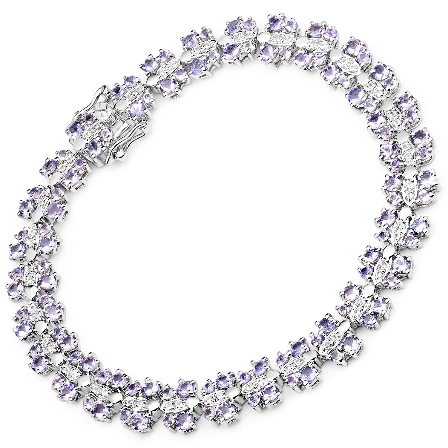 7.02 Carat Genuine Tanzanite and White Sapphire .925 Sterling Silver Bracelet on sale at MyriadMart
