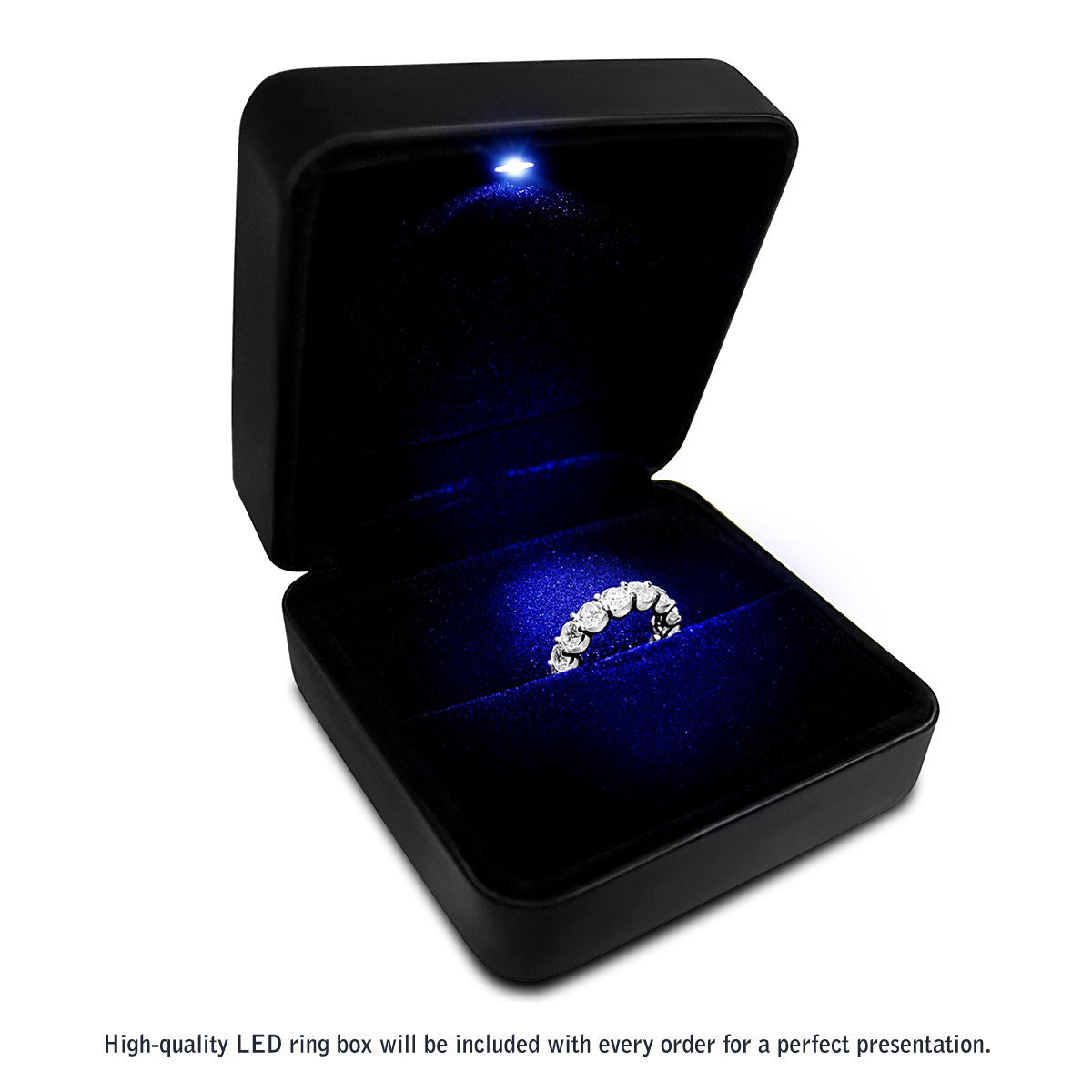 Emerald Cut Lab Grown Diamond Eternity Ring in 14k White Gold 4 cttw FG/VS2 on sale at MyriadMart