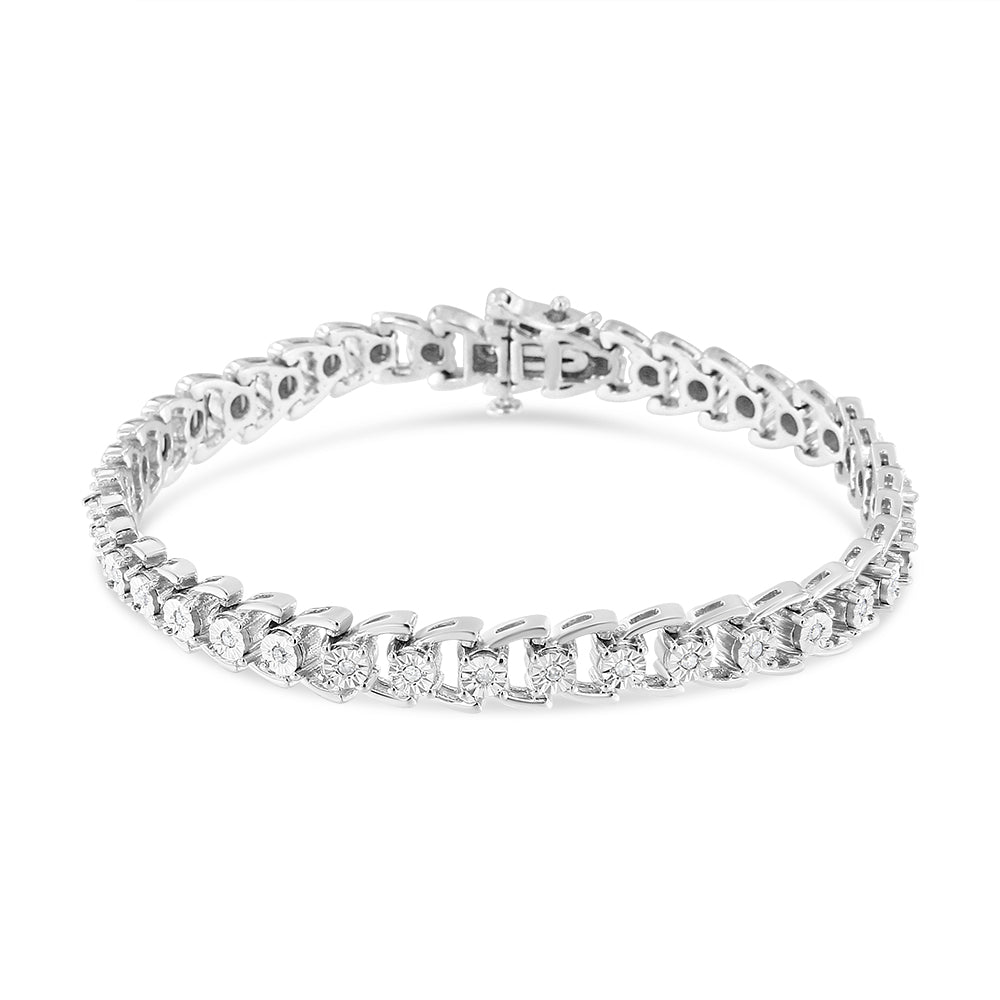 .925 Sterling Silver 1/4 Cttw Miracle Set Round Diamond Composite Open Linked Composite Line Bracelet I-J Color, I3-Promo Clarity - 7.5" on sale at MyriadMart