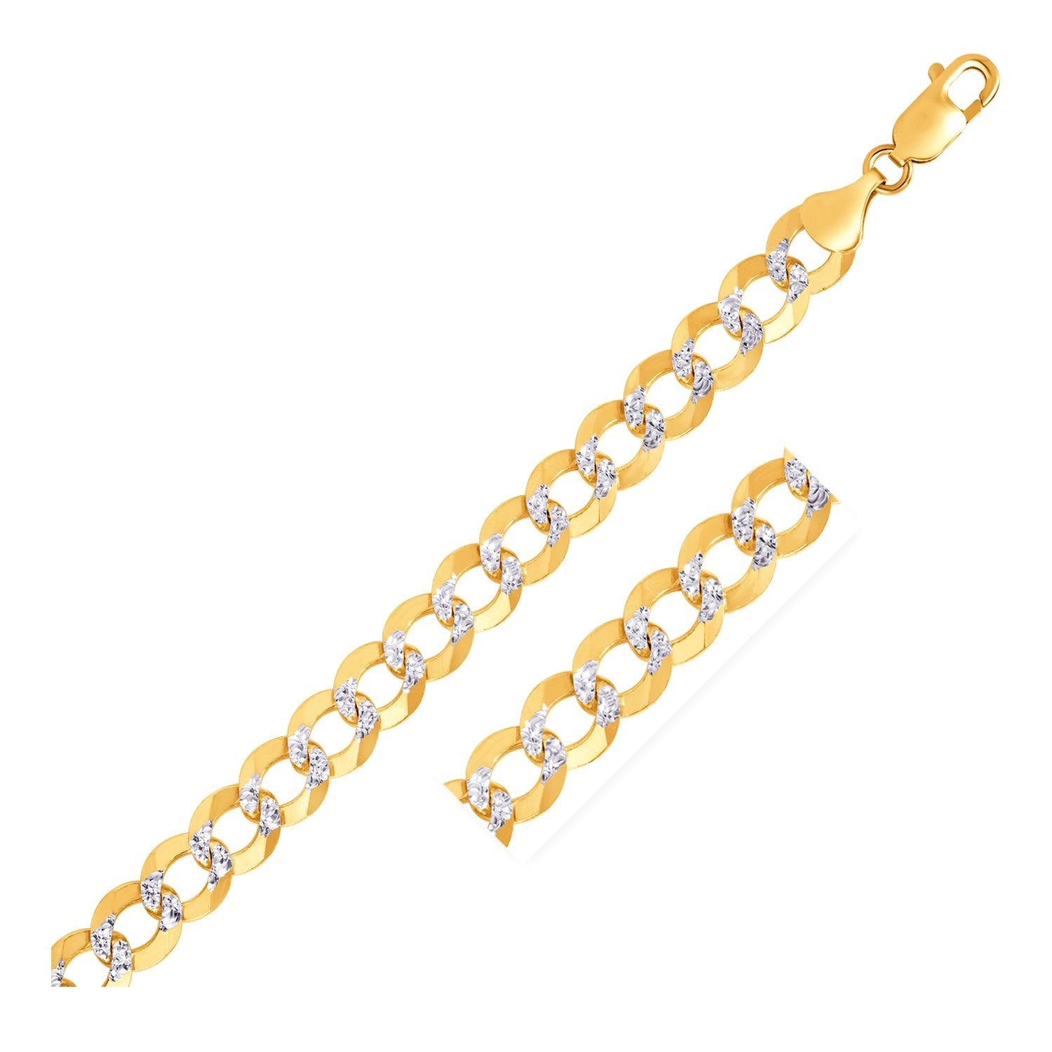 10 mm 14k Two Tone Gold Pave Curb Bracelet on sale at MyriadMart