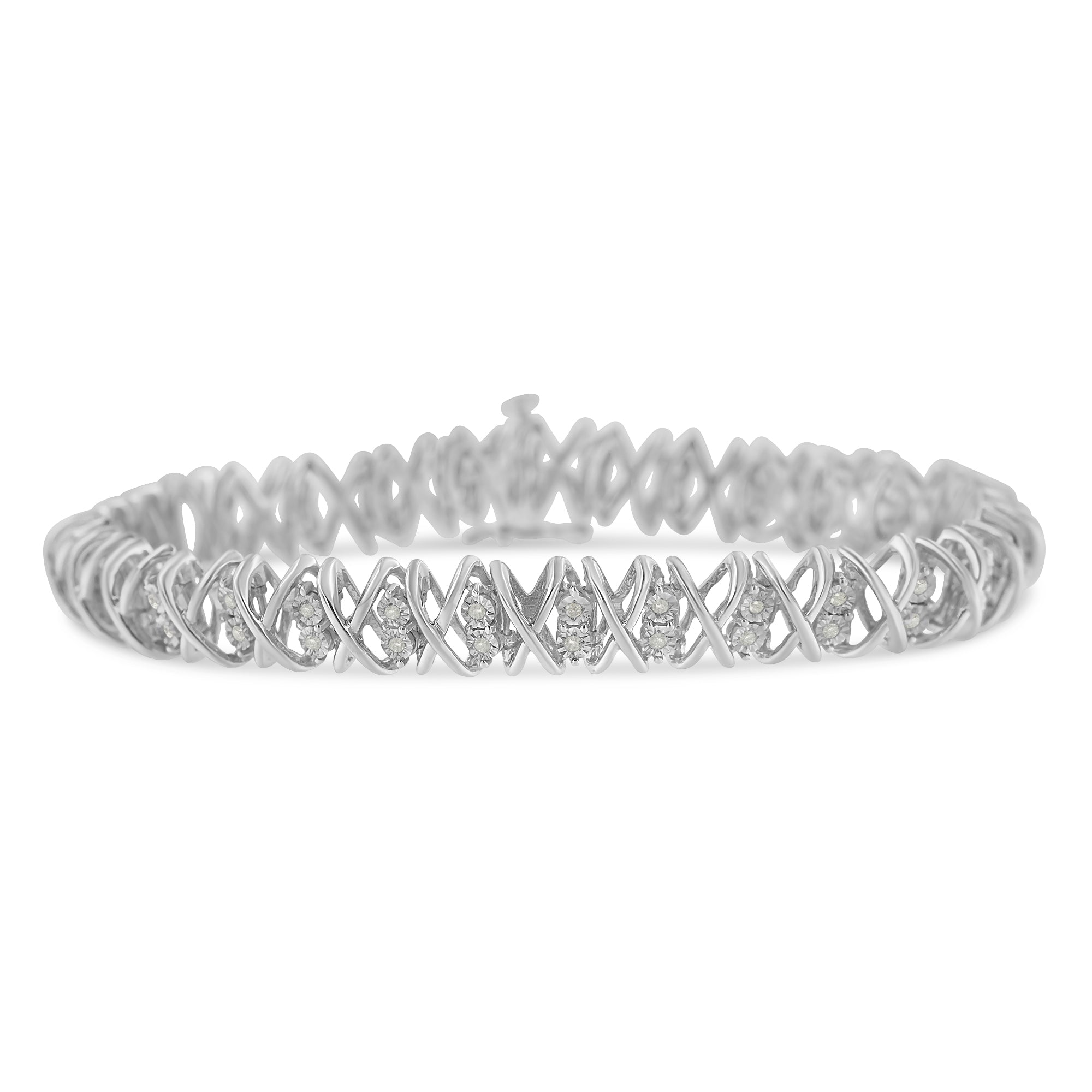 Sterling Silver rose-cut Diamond X-Link Bracelet 1 cttw, I-J Color, I2-I3 Clarity on sale at MyriadMart