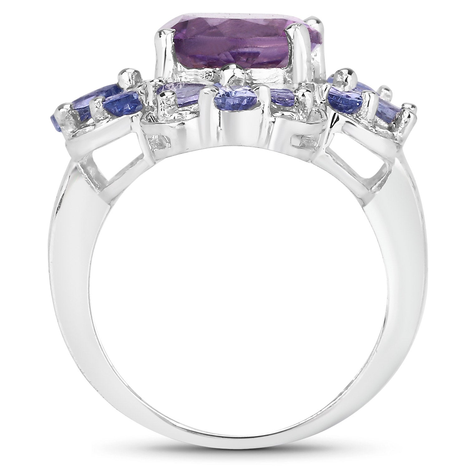 4.88 Carat Genuine Amethyst and Tanzanite .925 Sterling Silver Ring on sale at MyriadMart