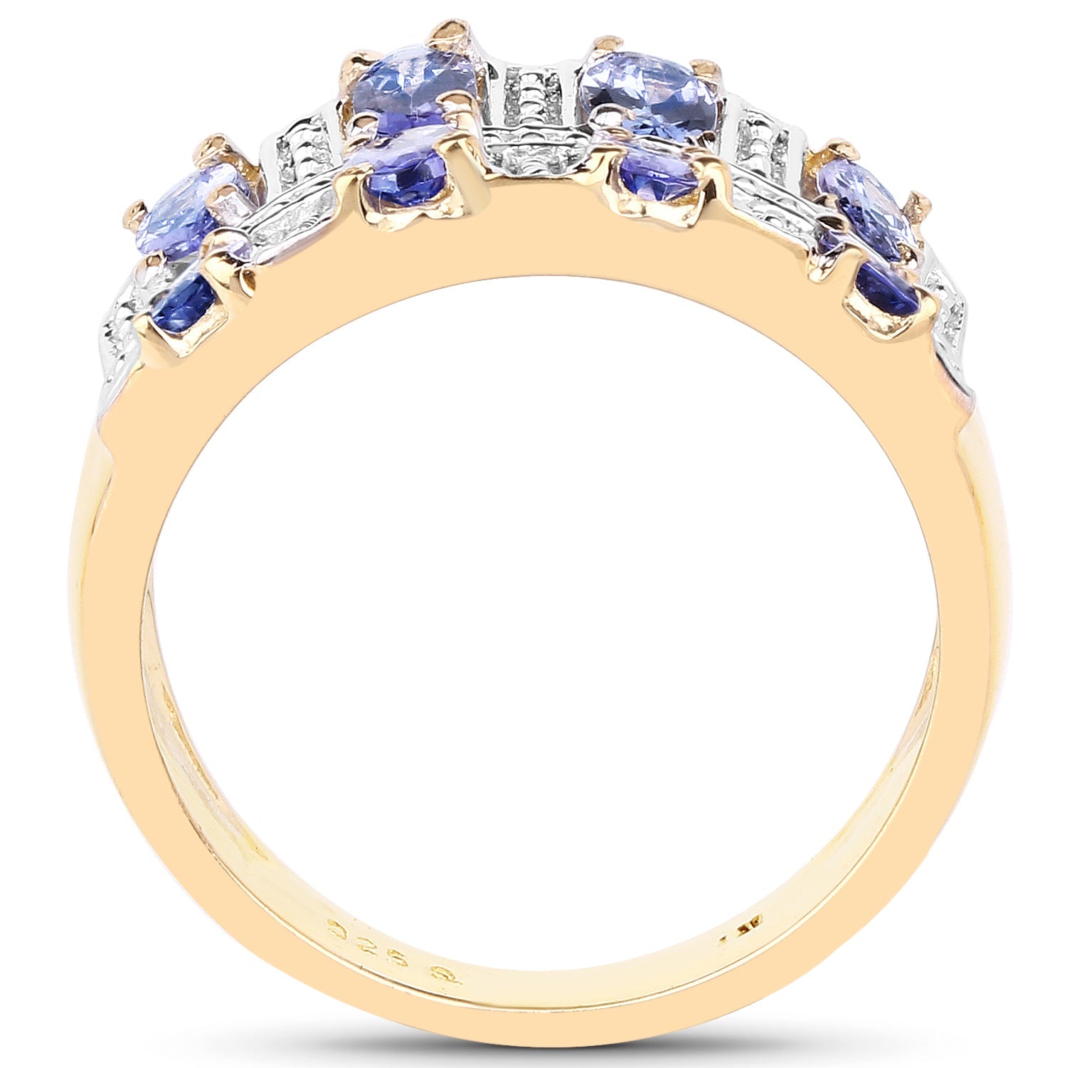 14K Yellow Gold Plated 1.68 Carat Genuine Tanzanite .925 Sterling Silver Ring on sale at MyriadMart