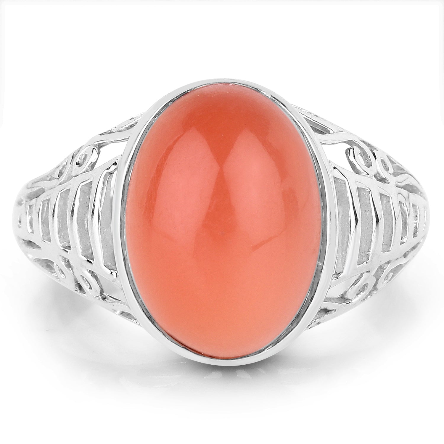 6.00 Carat Genuine Peach Moonstone .925 Sterling Silver Ring on sale at MyriadMart