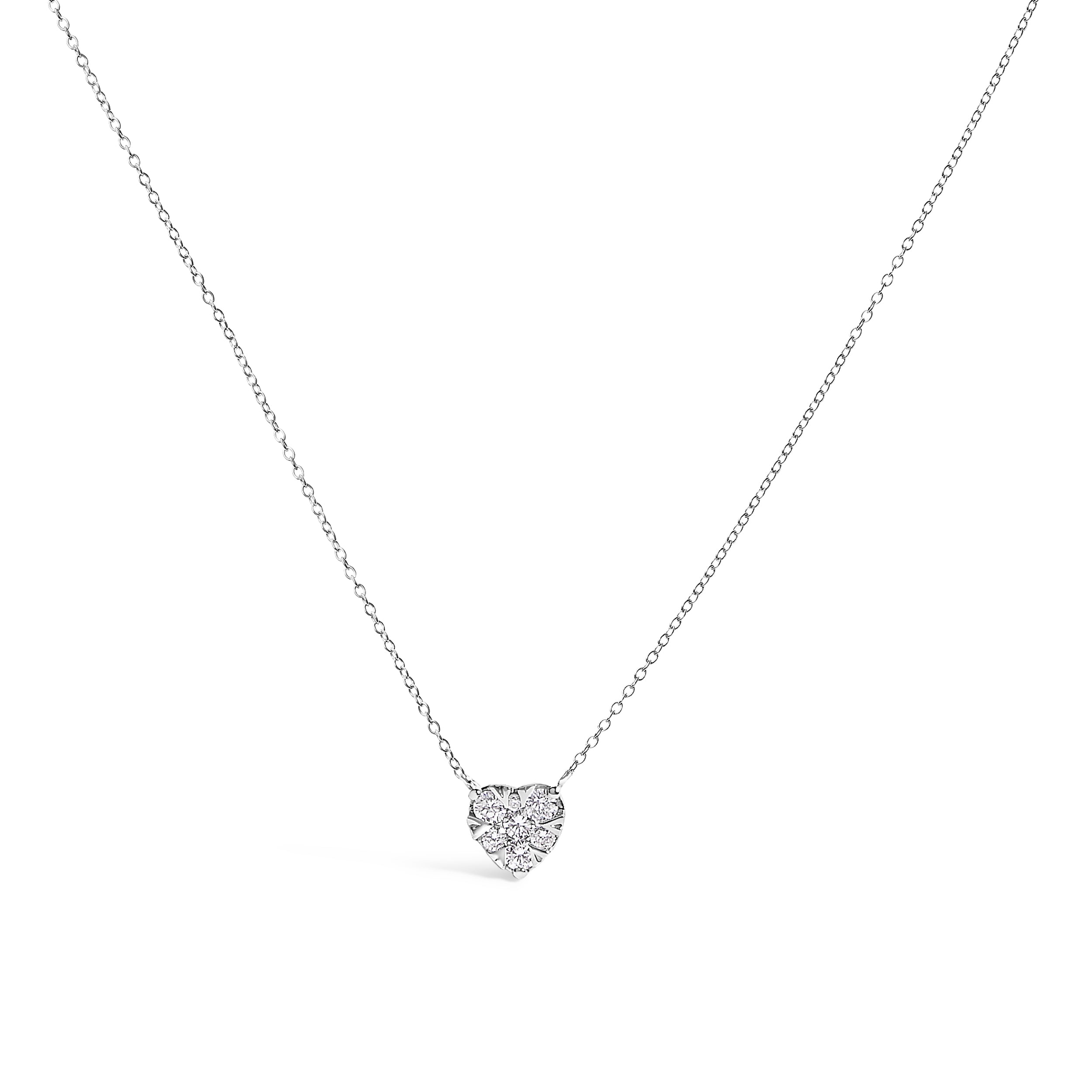 14K White Gold 1/4 Cttw Diamond Composite Heart Pendant Necklace - 18" Inches on sale at MyriadMart