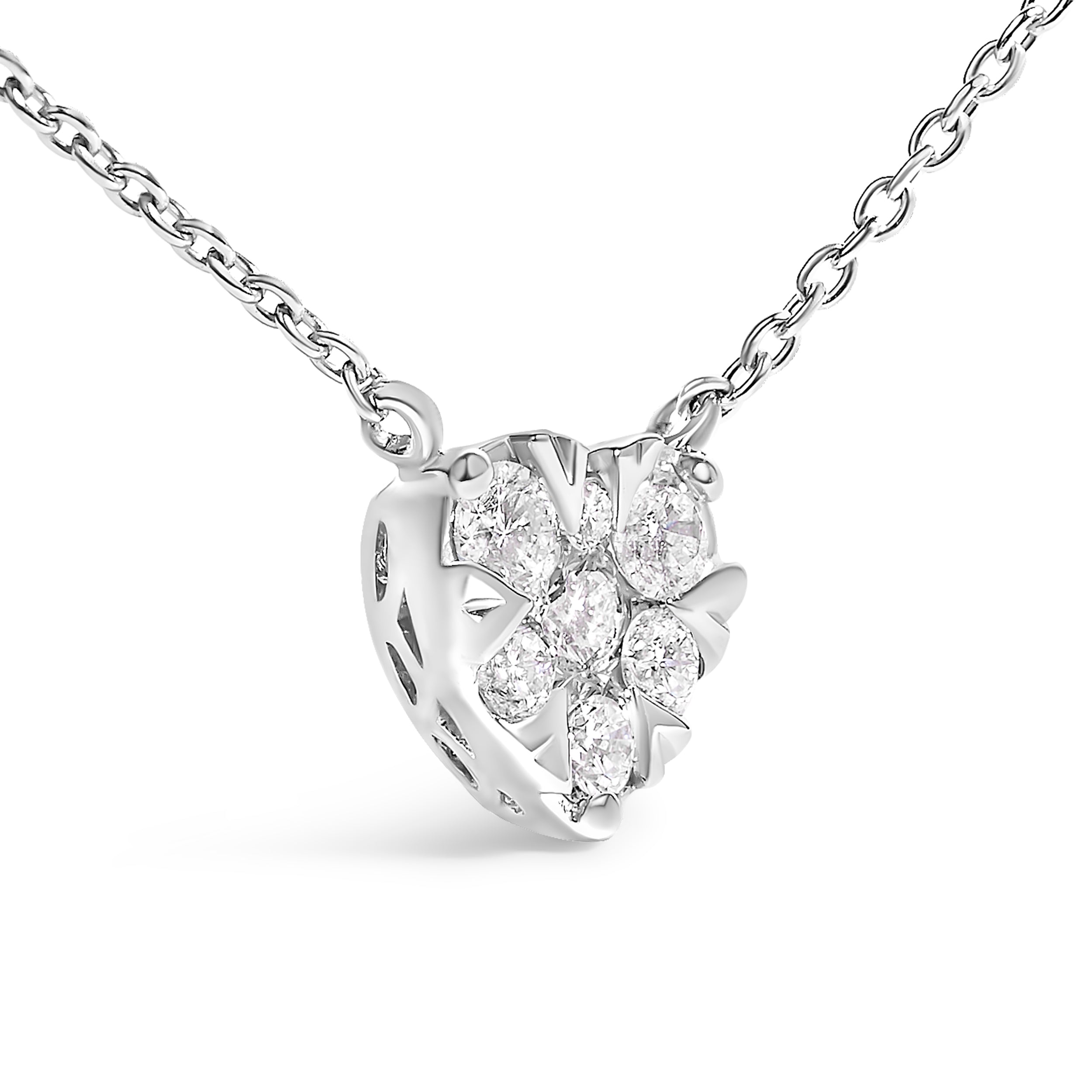 14K White Gold 1/4 Cttw Diamond Composite Heart Pendant Necklace - 18" Inches on sale at MyriadMart