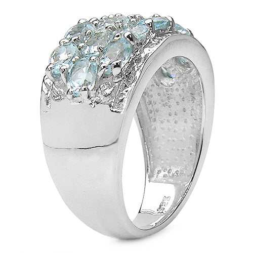 3.24 Carat Genuine Blue Topaz & White Topaz .925 Sterling Silver Ring on sale at MyriadMart