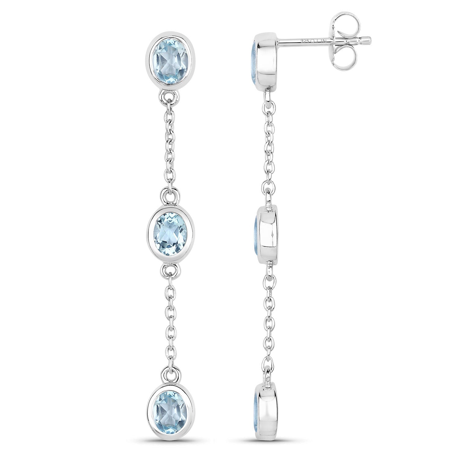 2.16 Carat Genuine Blue Topaz .925 Sterling Silver Earrings on sale at MyriadMart