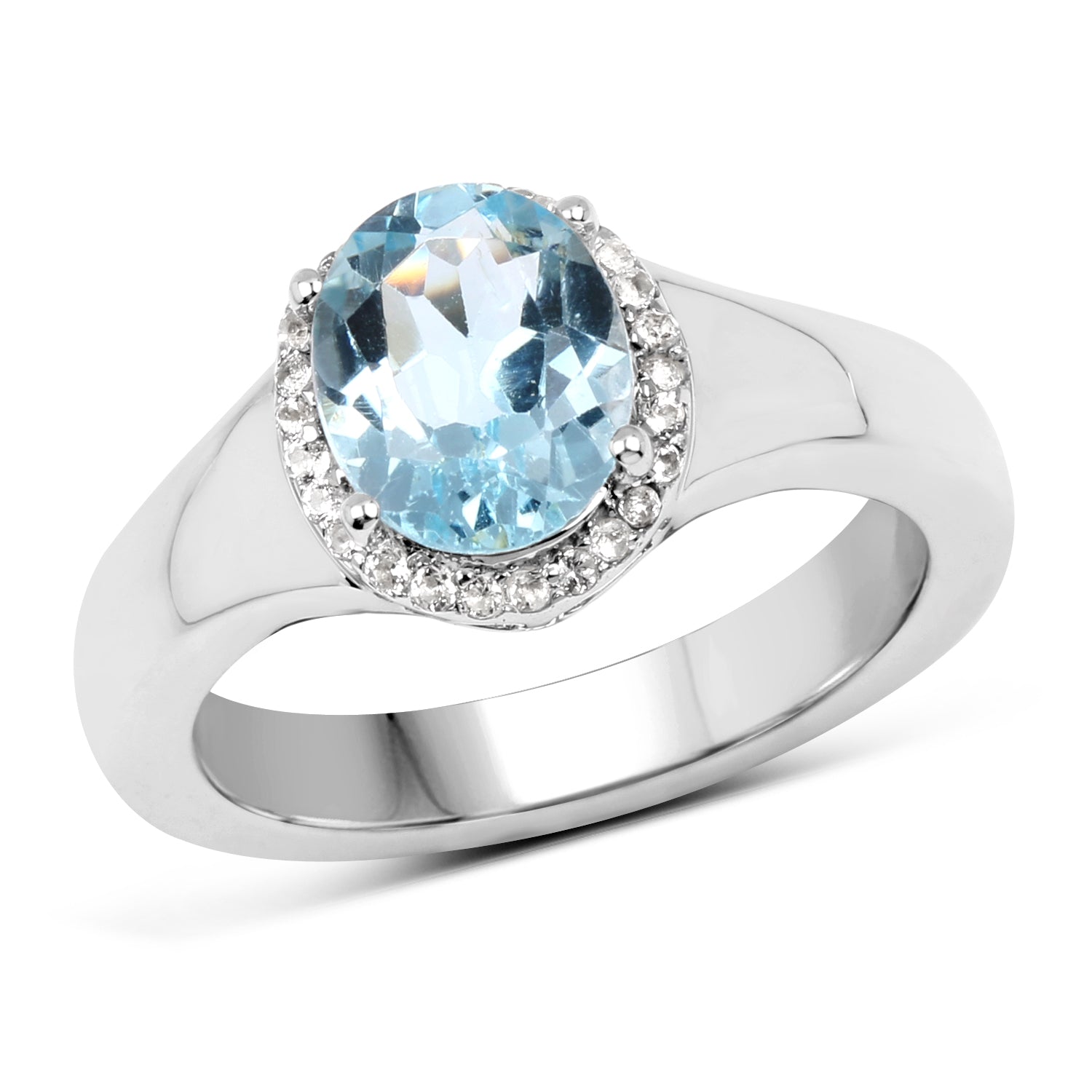 2.63 Carat Genuine Blue Topaz and White Topaz .925 Sterling Silver Ring on sale at MyriadMart
