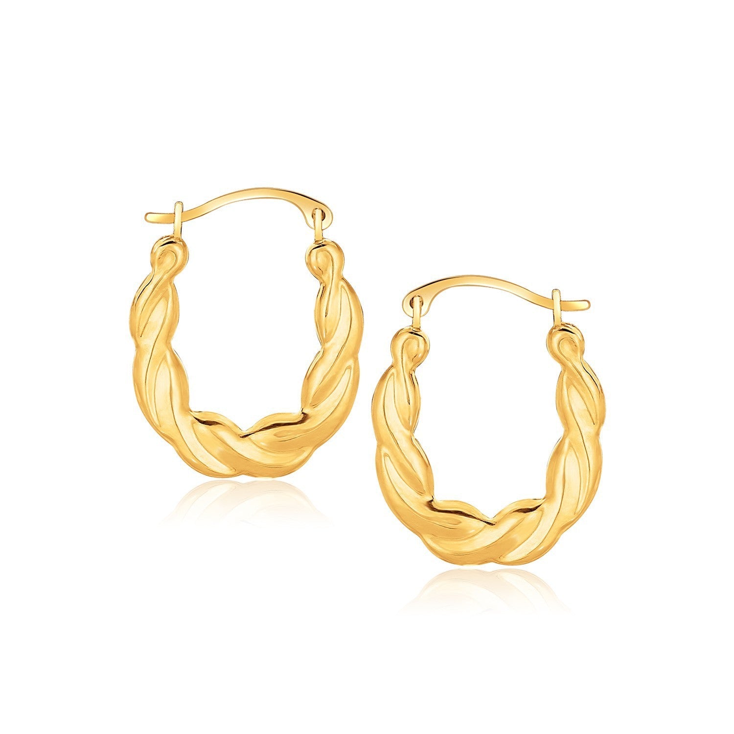 10k Yellow Gold Oval Twist Hoop Earrings on sale at MyriadMart