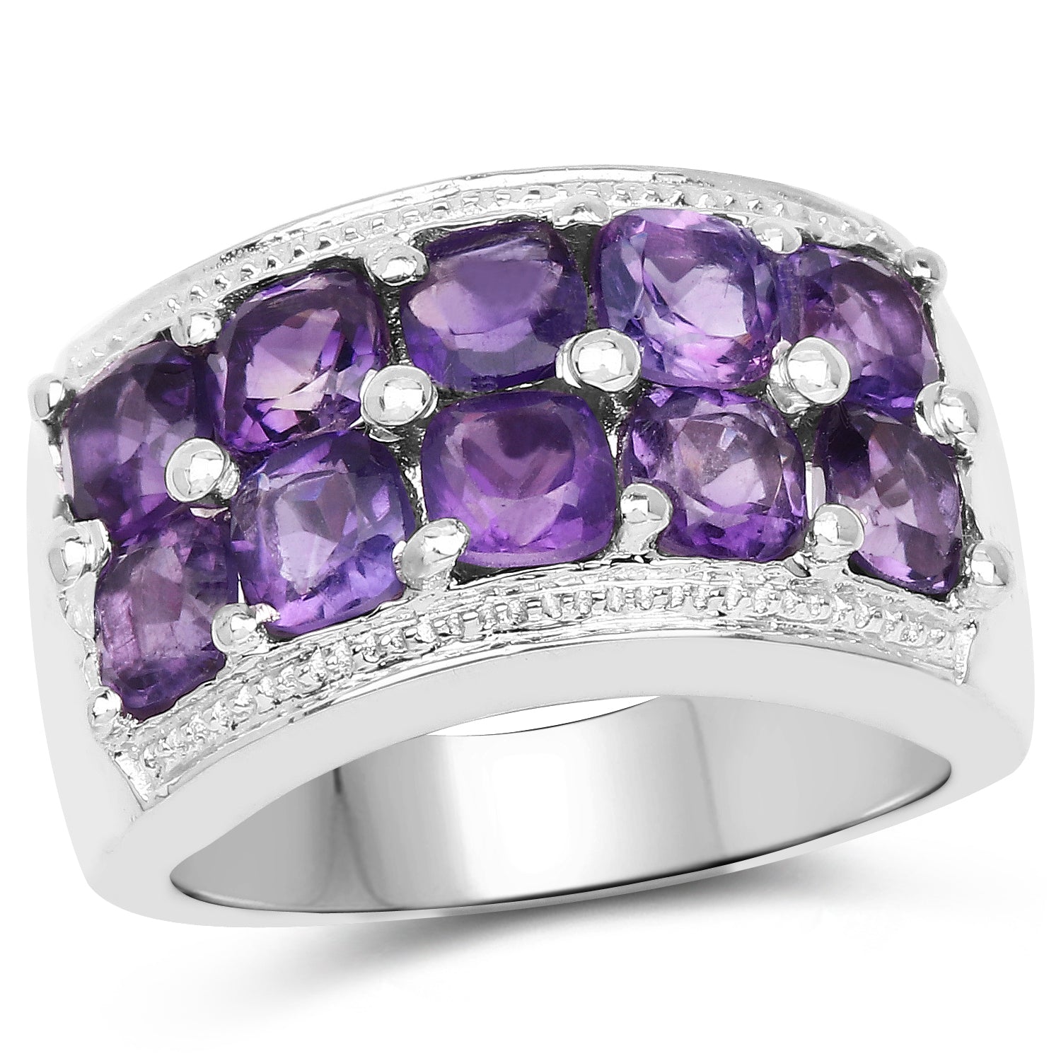 2.80 Carat Genuine Amethyst .925 Sterling Silver Ring on sale at MyriadMart