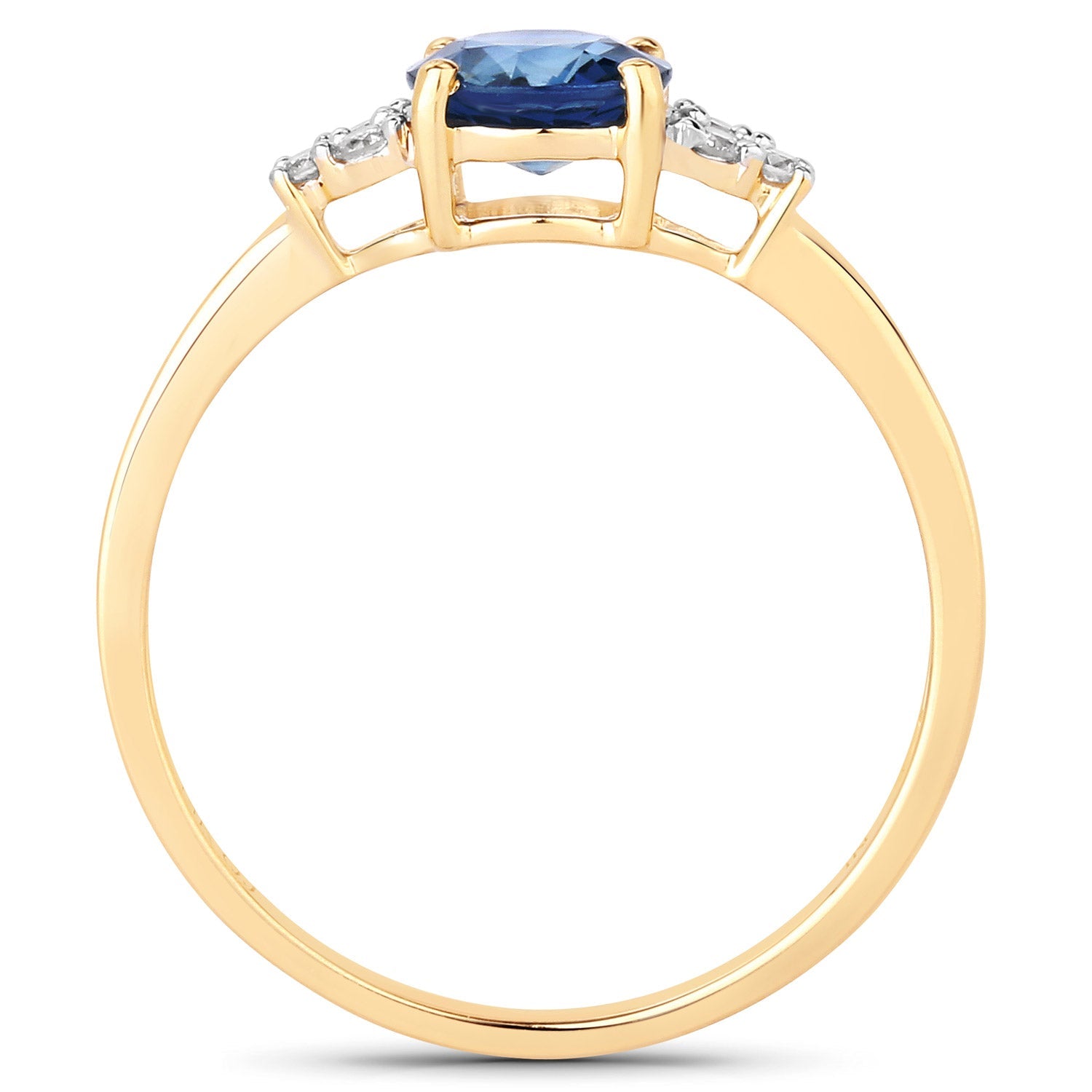 1.08 Carat Genuine Blue Sapphire and White Diamond 14K Yellow Gold Ring on sale at MyriadMart