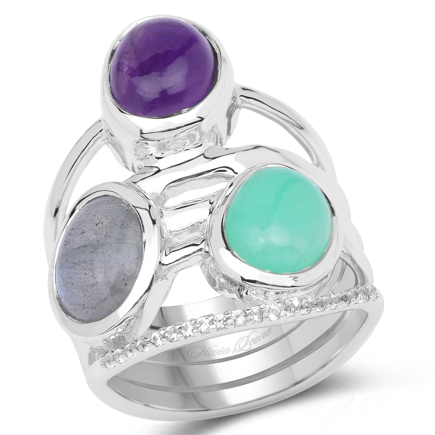 4.00 Carat Genuine Multi Stone .925 Sterling Silver Ring on sale at MyriadMart