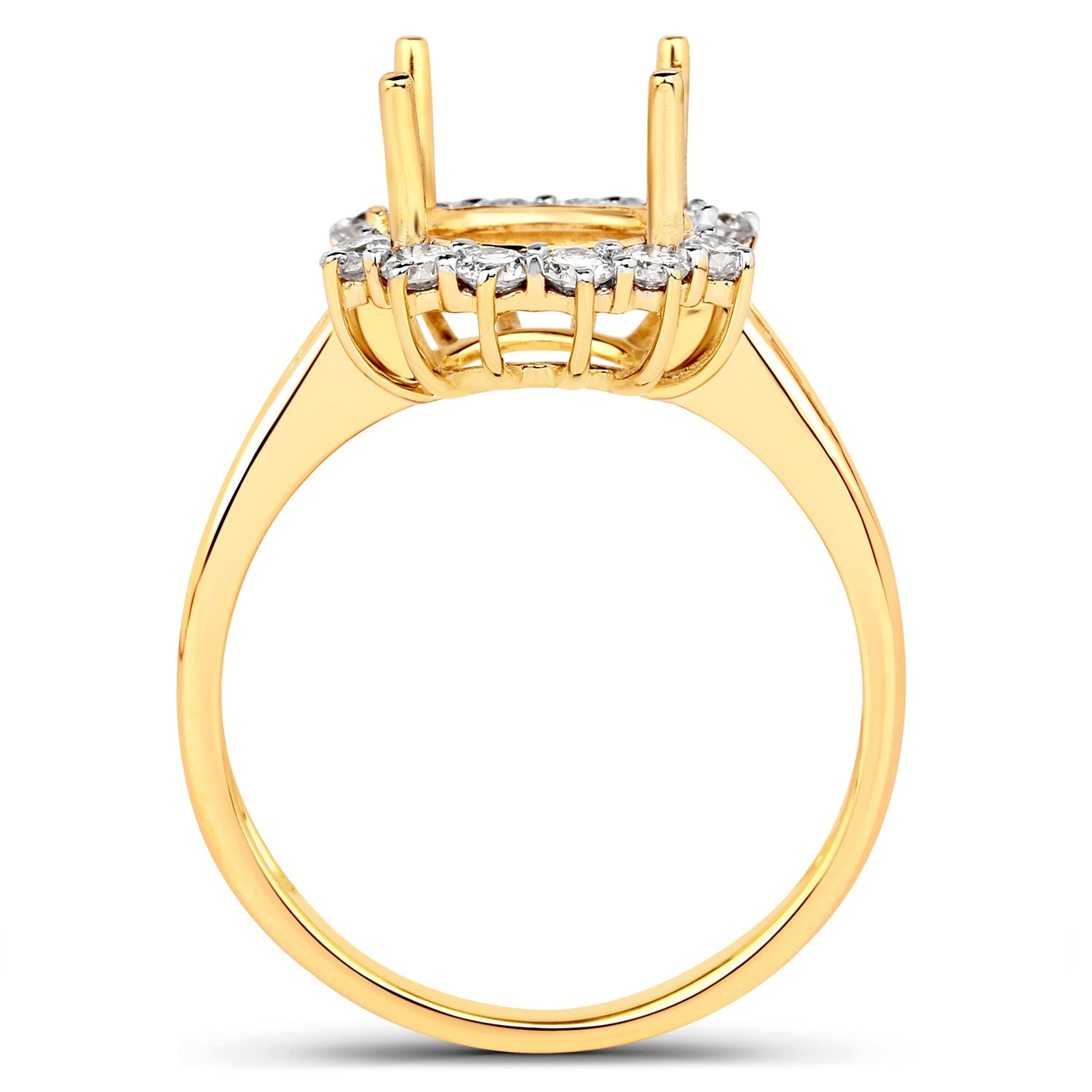 0.58 Carat Genuine White Diamond 14K Yellow Gold Semi Mount Ring - holds 9.00mm Round Gemstone on sale at MyriadMart