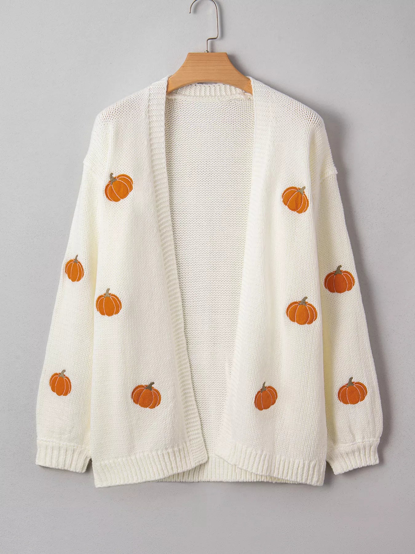 Halloween Pumpkin Embroidered Knit Cardigan - MyriadMart