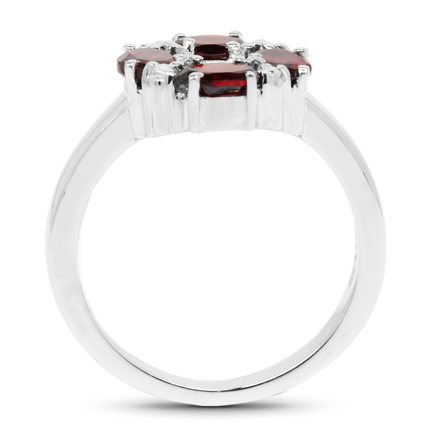 2.02 Carat Genuine Garnet & White Topaz .925 Sterling Silver Ring on sale at MyriadMart