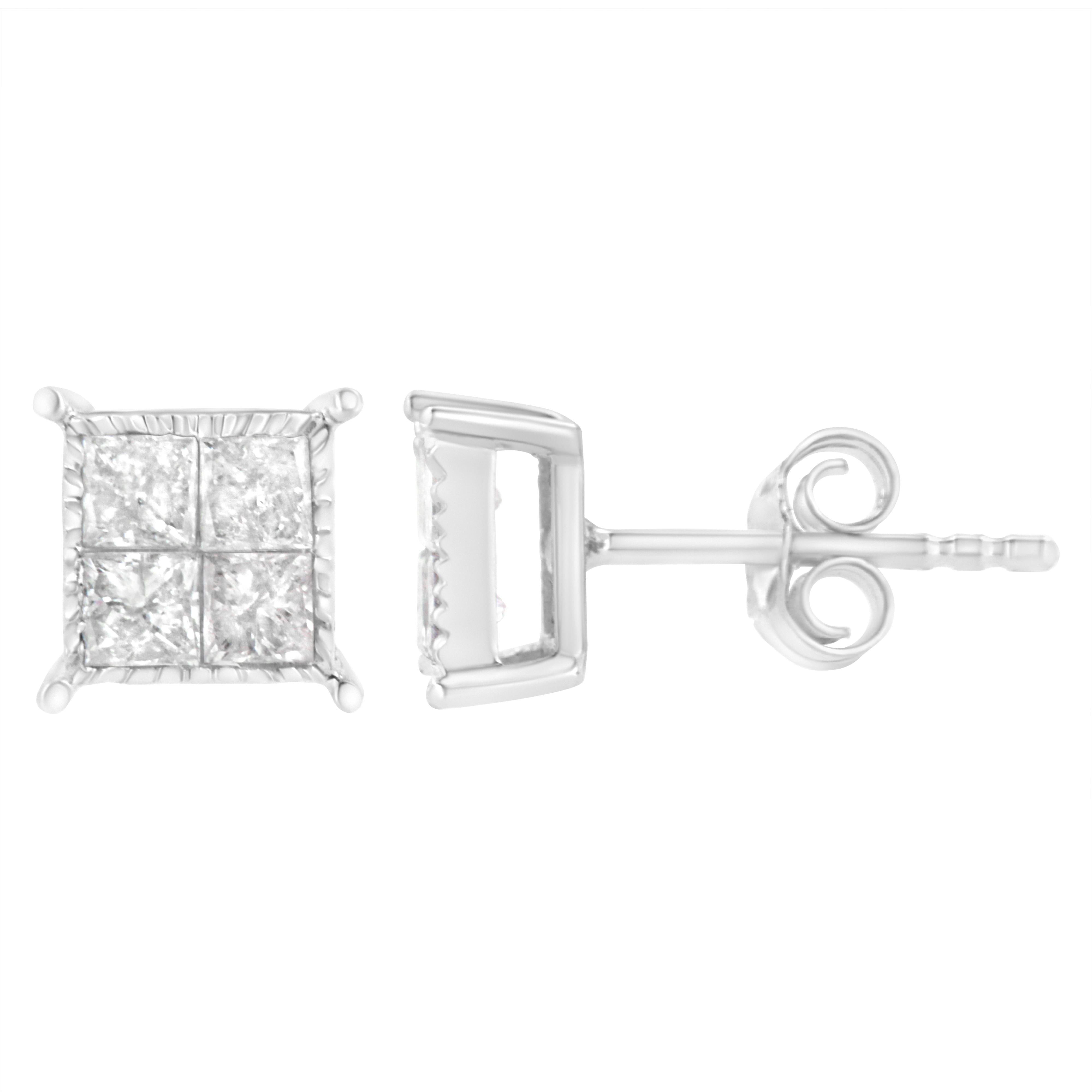 Sterling Silver 3/4 cttw Composite Diamond Stud Earrings I-J, I2-I3 on sale at MyriadMart