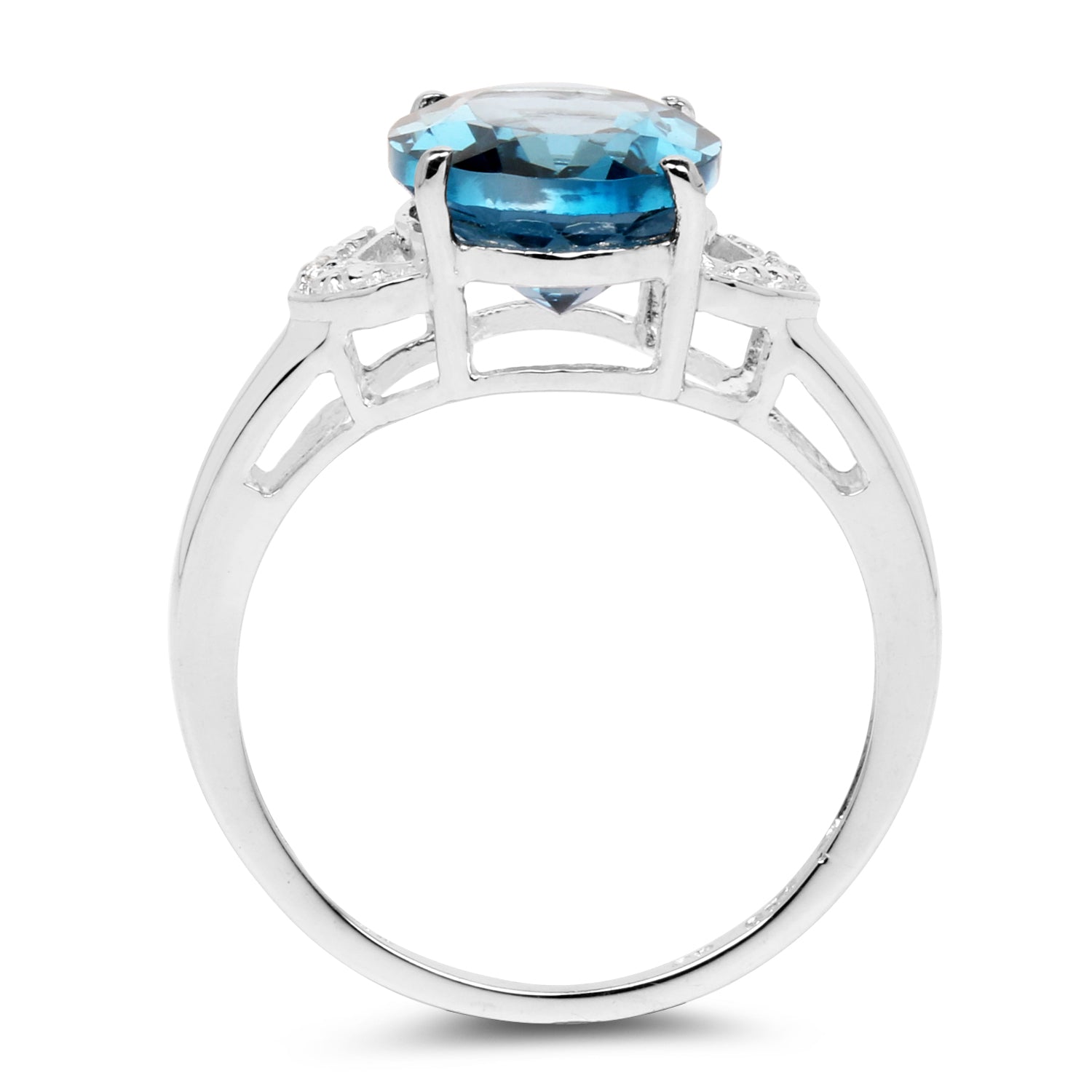 4.26 Carat Genuine London Blue Topaz & White Topaz .925 Sterling Silver Ring on sale at MyriadMart