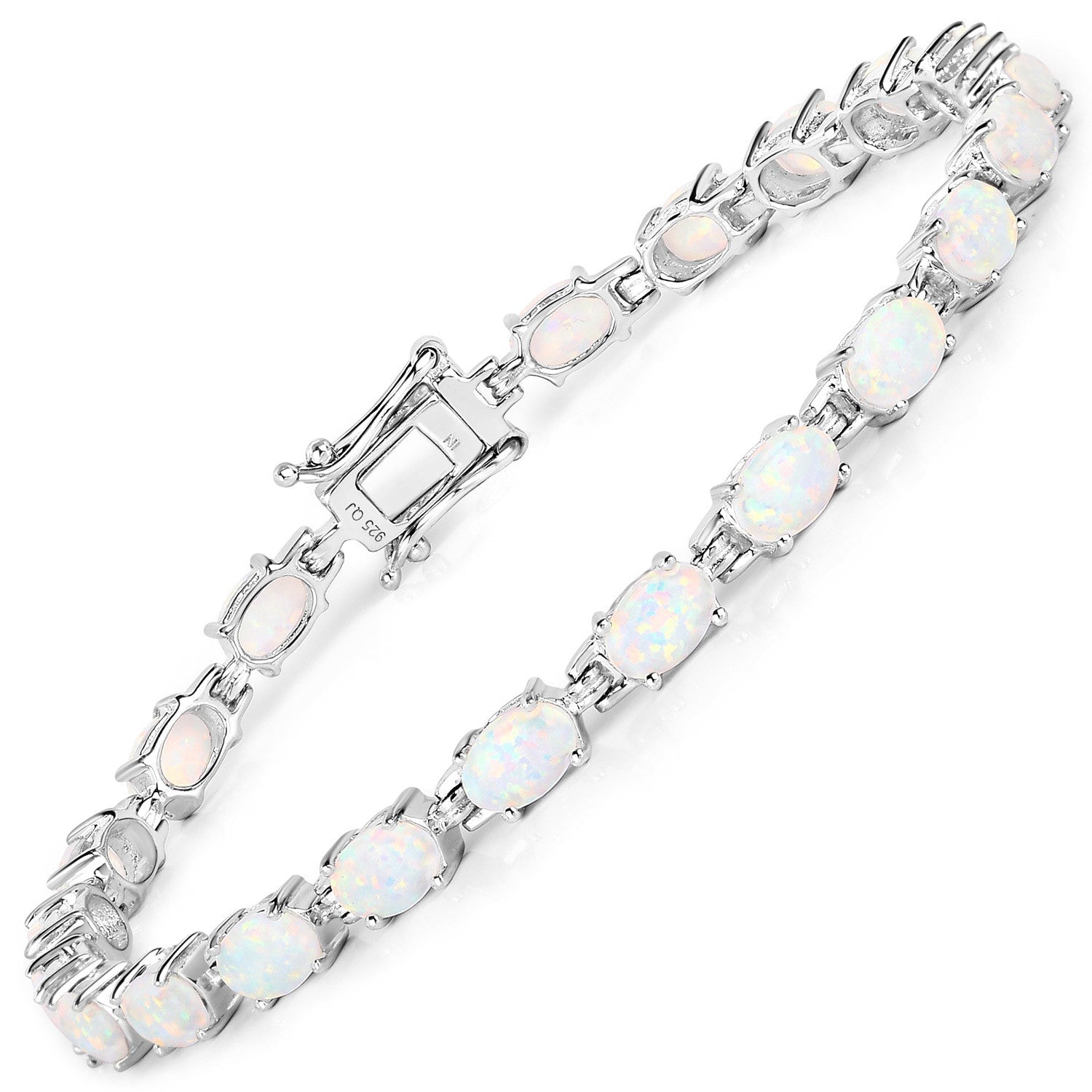 3.50 Carat Genuine Created Opal .925 Sterling Silver Bracelet on sale at MyriadMart