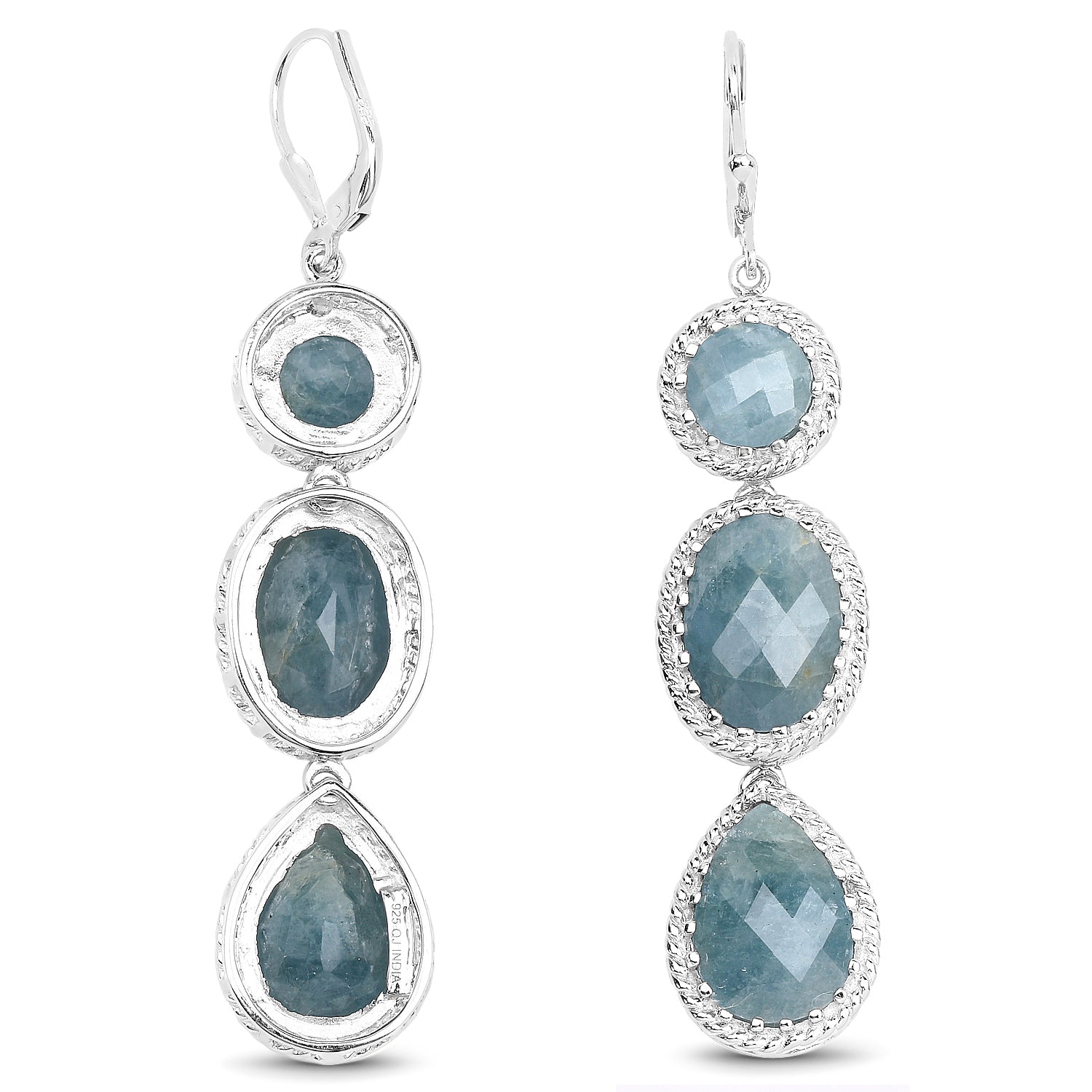 21.32 Carat Genuine Milky Aquamarine .925 Sterling Silver Earrings on sale at MyriadMart