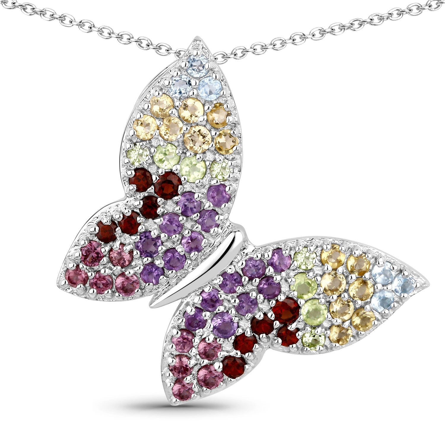 1.62 Carat Genuine Multi Stones .925 Sterling Silver Pendant on sale at MyriadMart