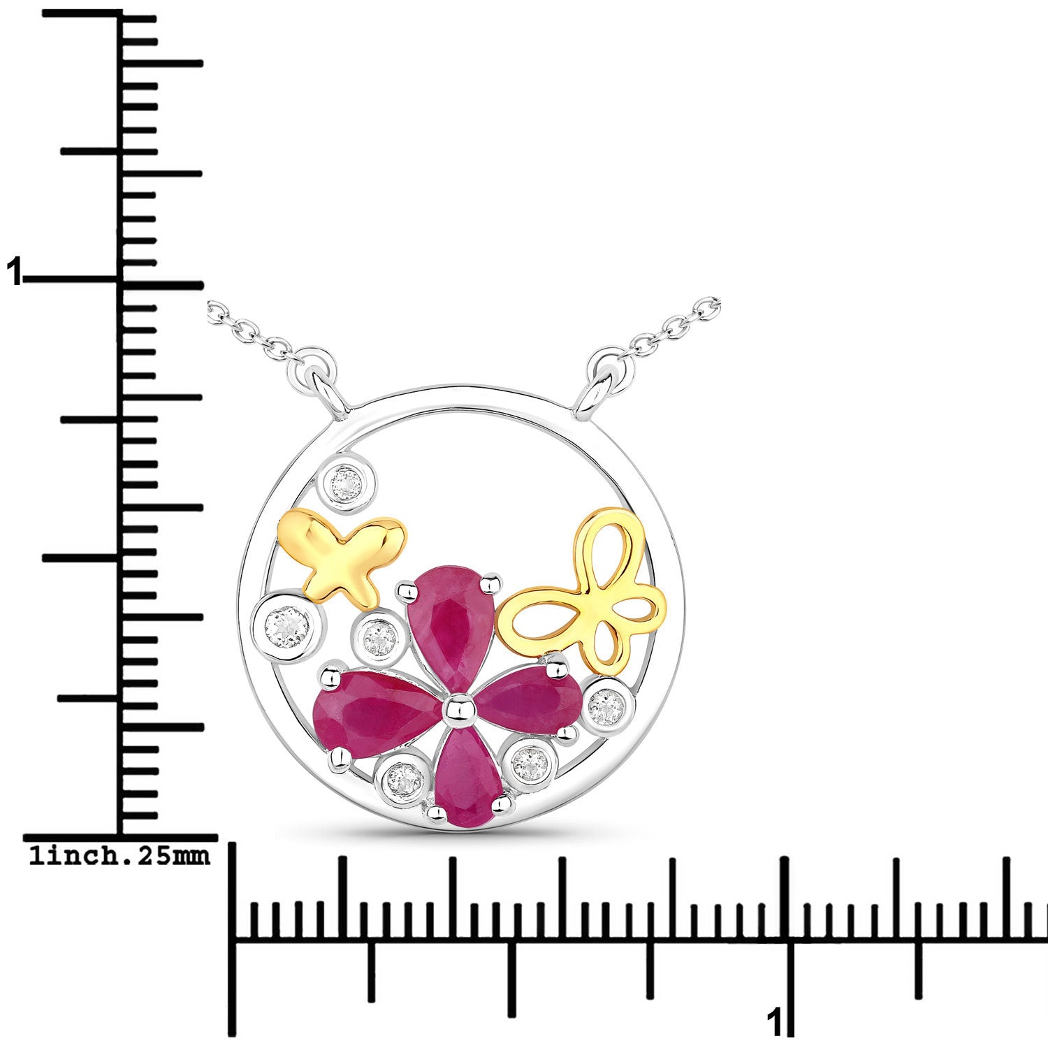 1.47 Carat Genuine Ruby and White Topaz .925 Sterling Silver Pendant on sale at MyriadMart