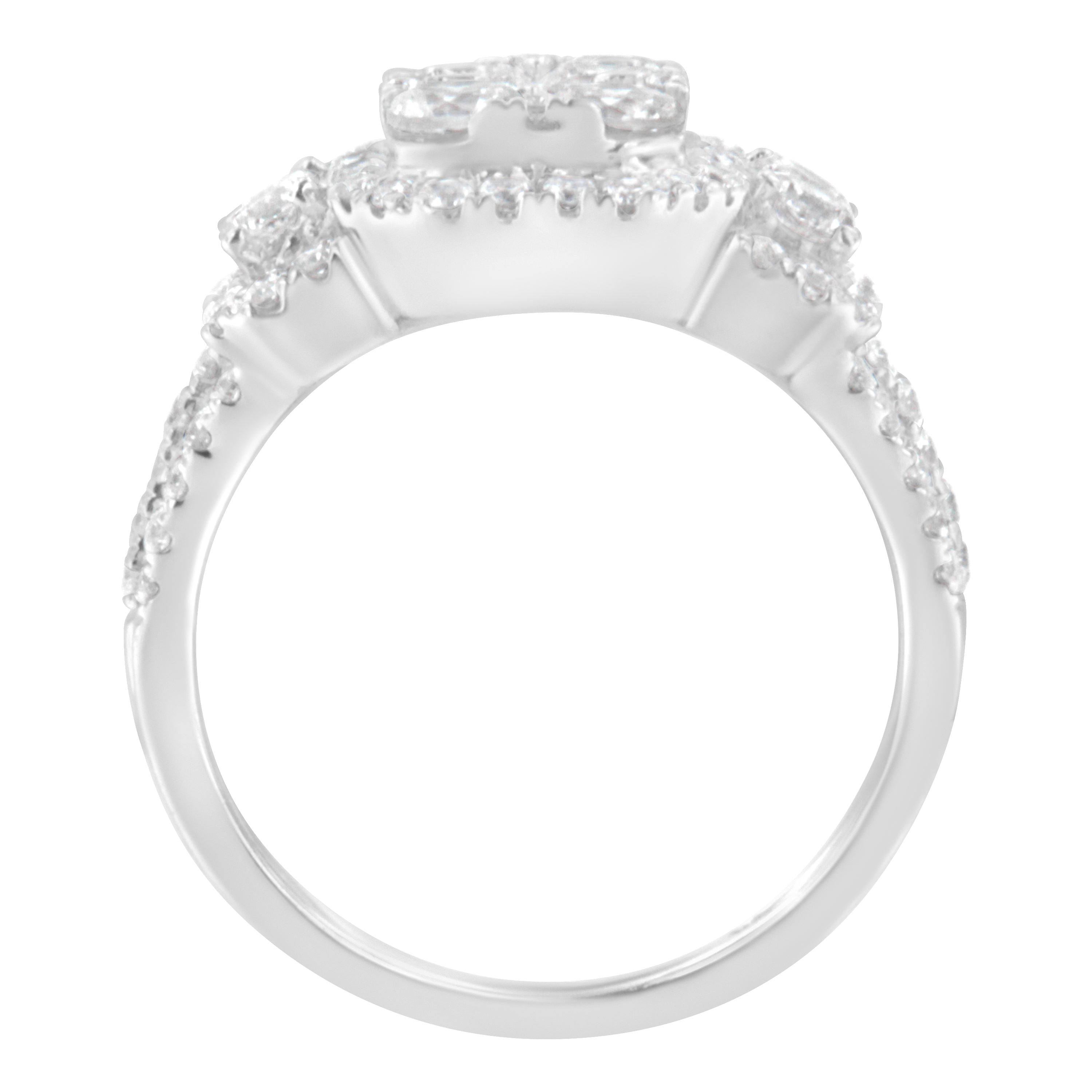 14K White Gold 2 1/4 Cttw Diamond Cocktail Cluster Ring G-H Color, SI2-I1 Clarity - Size 7 on sale at MyriadMart