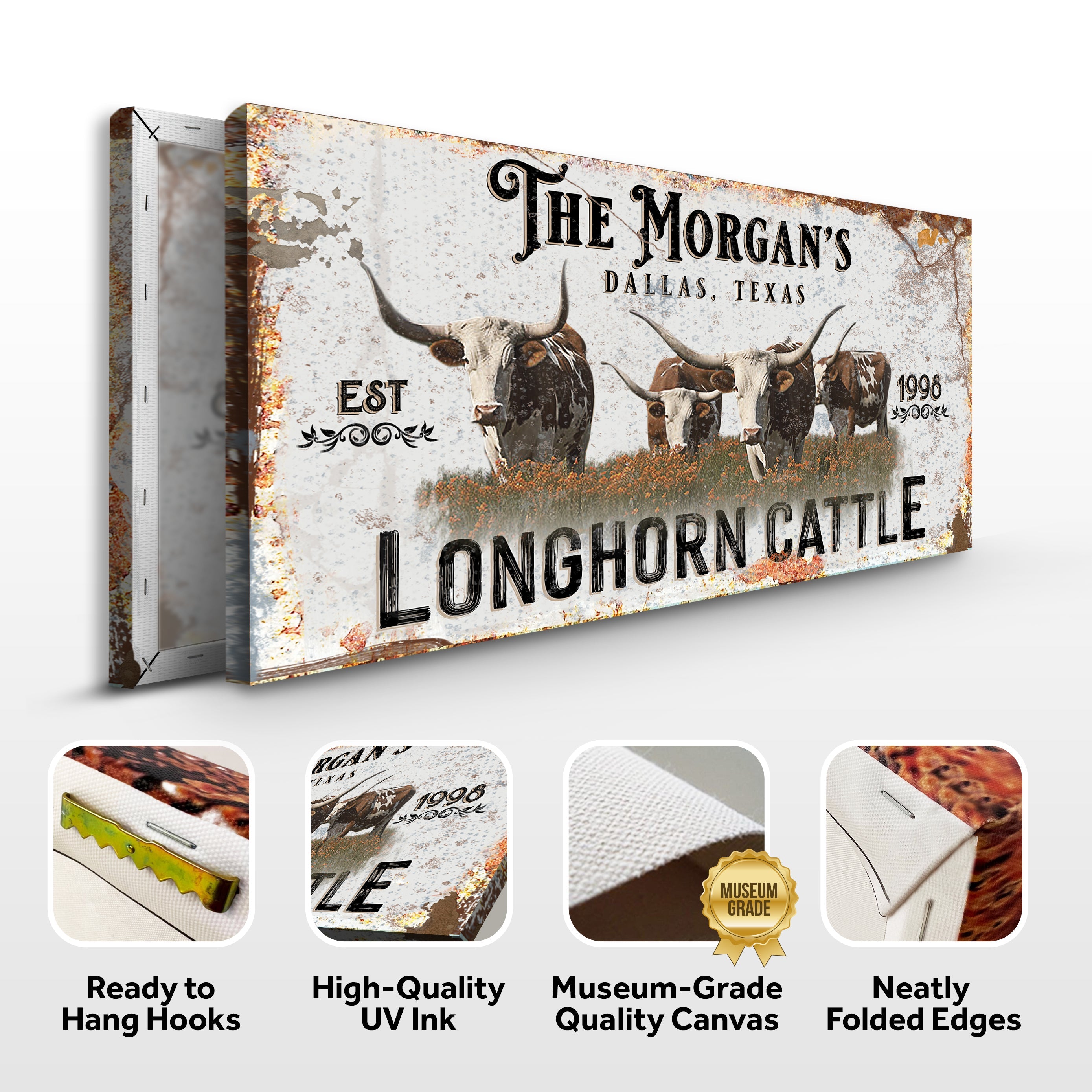 Personalized Long Horn Cattle Sign II on sale at MyriadMart