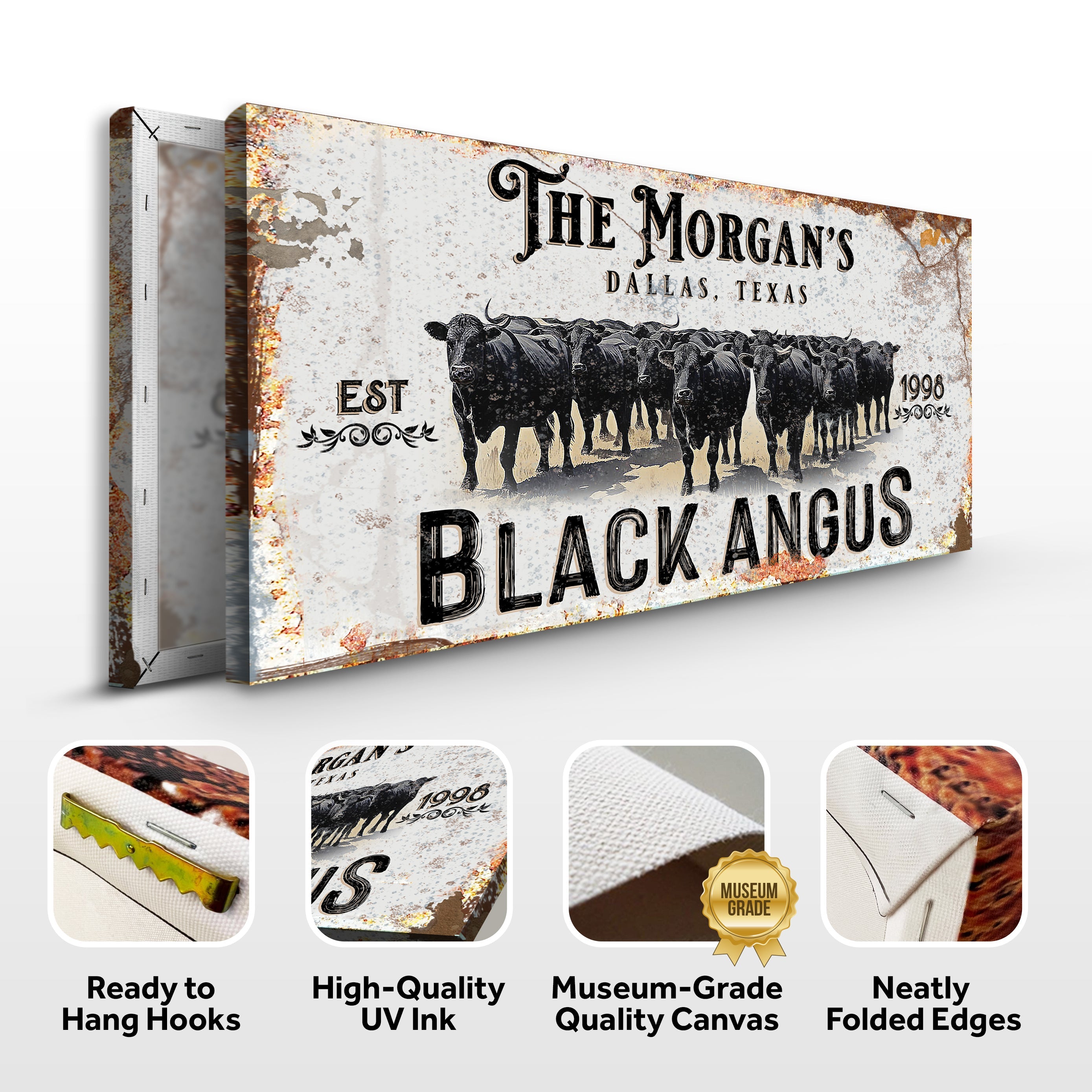 Personalized Black Angus Cattle Sign II on sale at MyriadMart