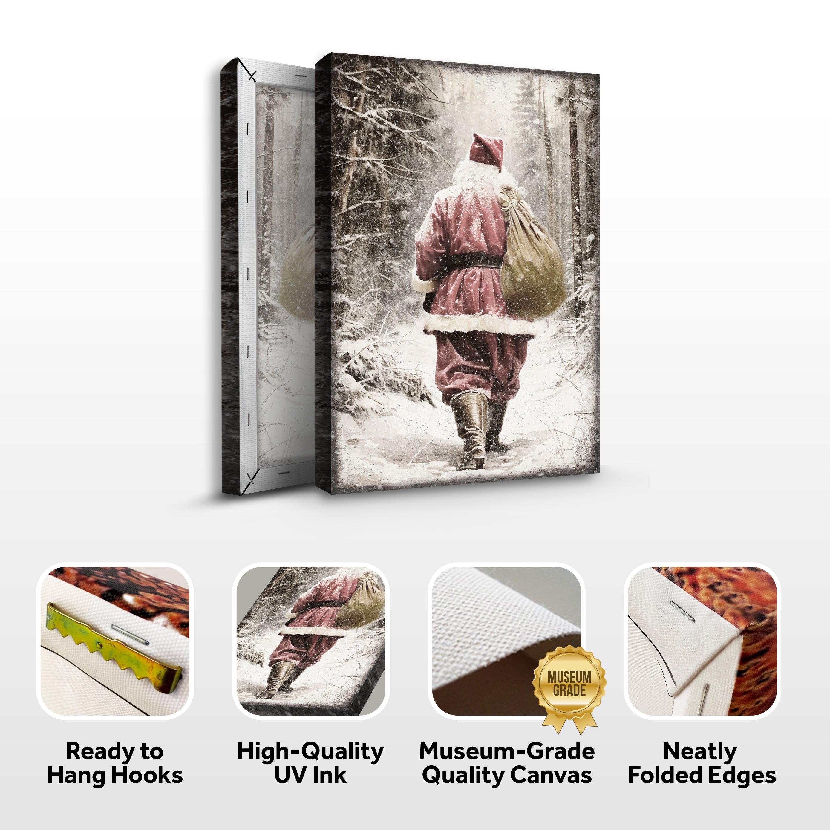 Vintage Santa Claus in Winter Forest Christmas Wall Art III on sale at MyriadMart