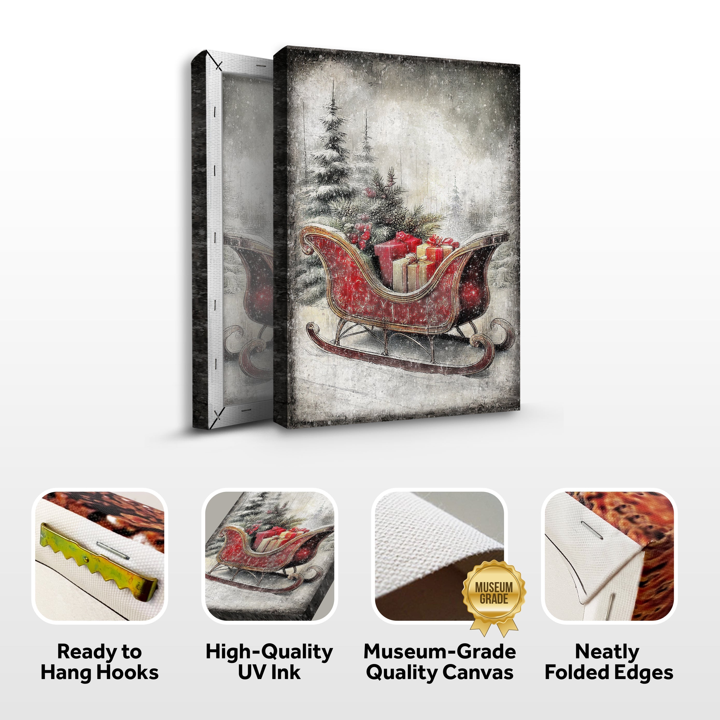 Vintage Christmas Sleigh Sled Wall Art VI on sale at MyriadMart