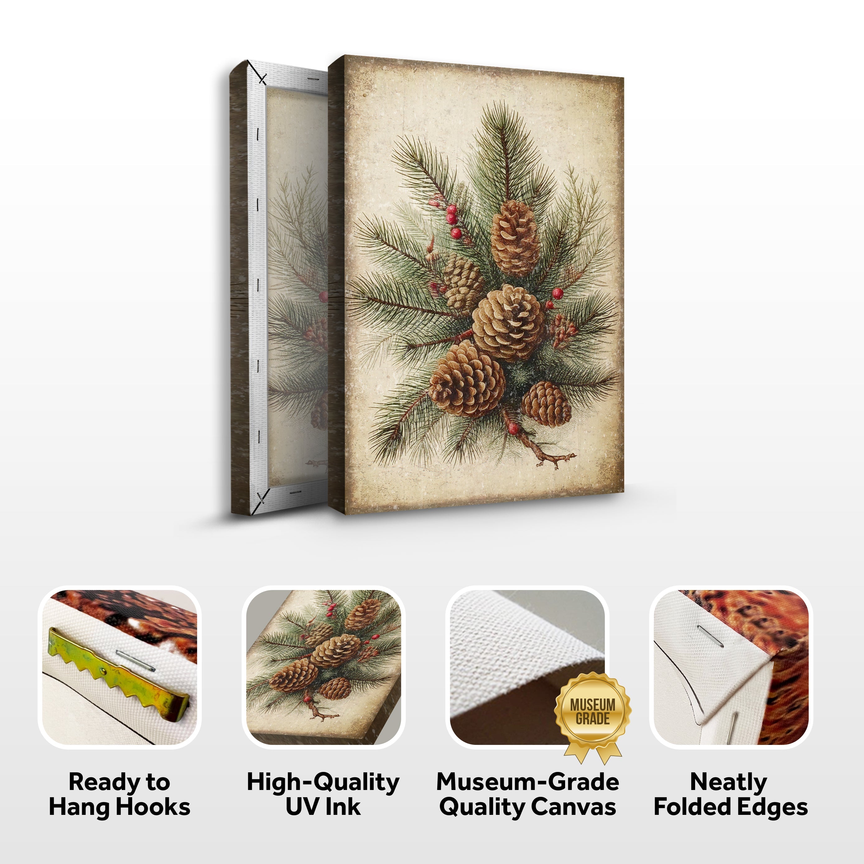 Vintage Winter Pine Cone Christmas Wall Art III on sale at MyriadMart