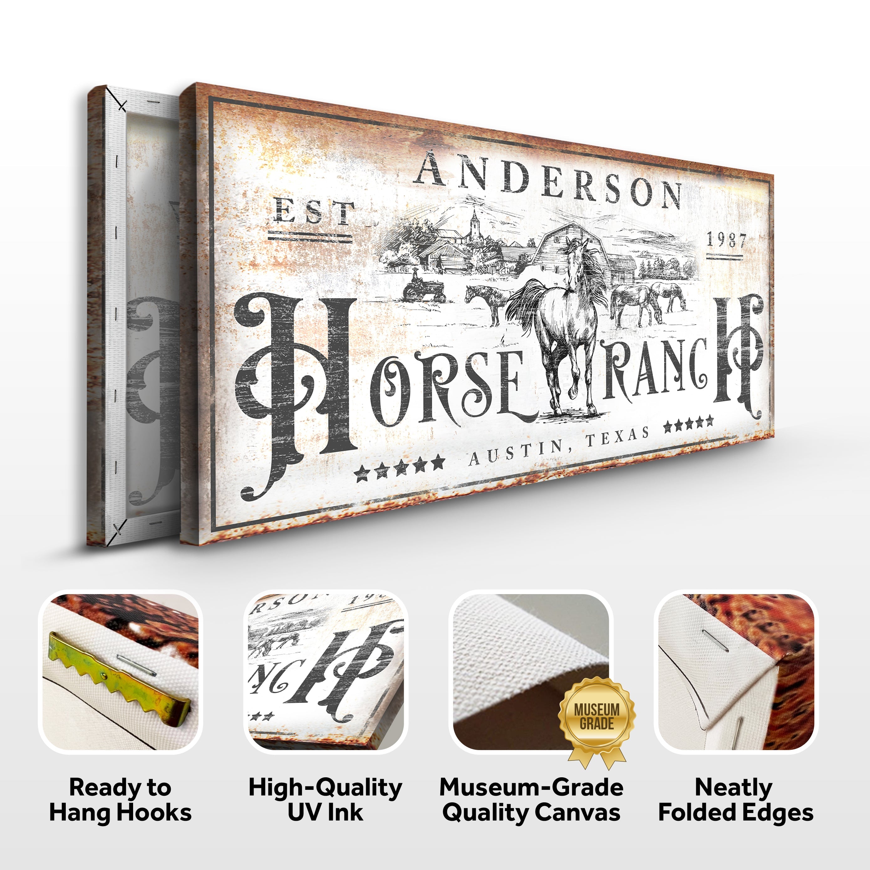 Family Horse Ranch Rustic Sign on sale at MyriadMart