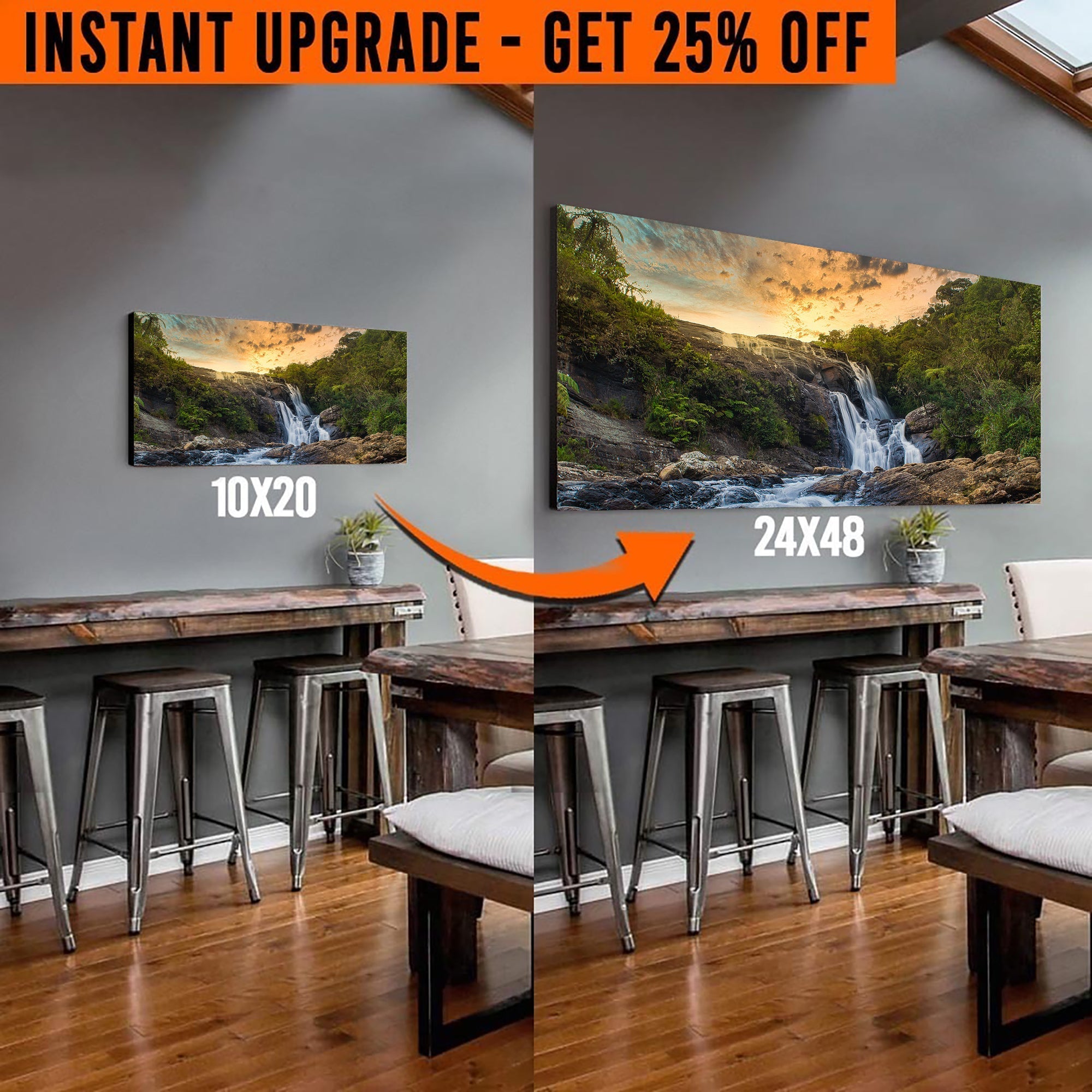 Upgrade Your 20x10 Inches 'Sunset Nature Wilderness' Canvas To 48x24 Inches on sale at MyriadMart