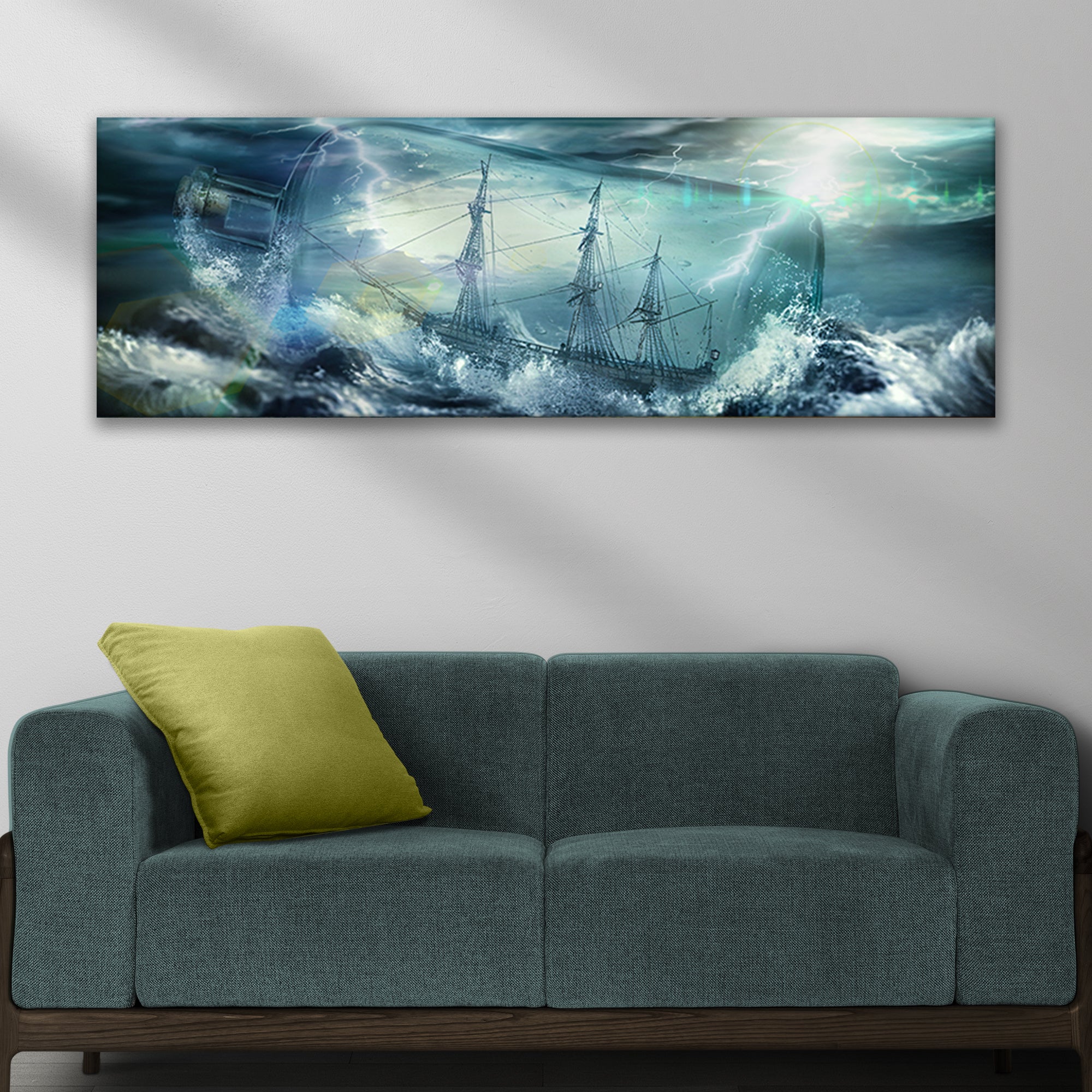 Pirate Ship In A Bottle Canvas Wall Art on sale at MyriadMart