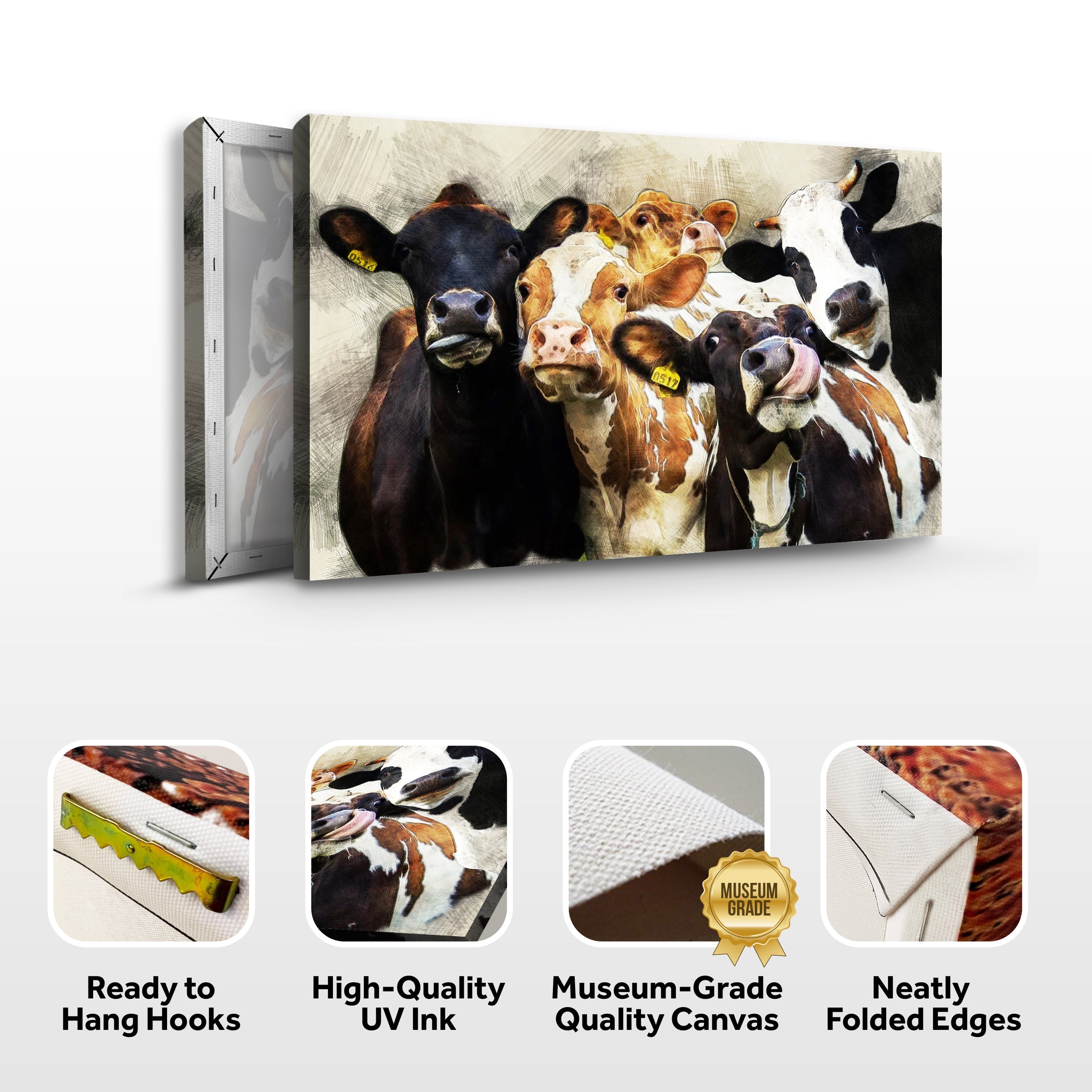 Cows Cattle Portrait Canvas Wall Art on sale at MyriadMart
