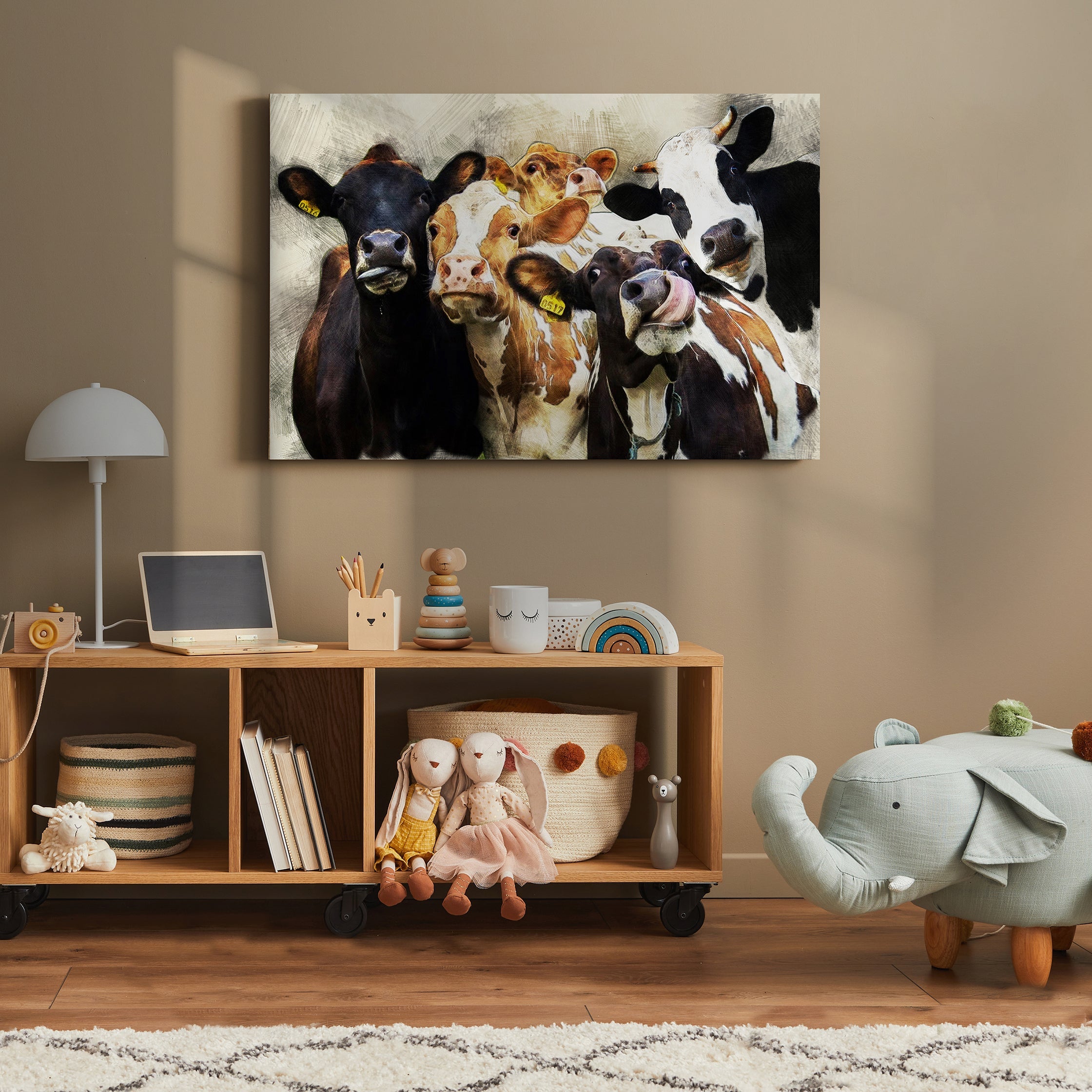 Cows Cattle Portrait Canvas Wall Art on sale at MyriadMart