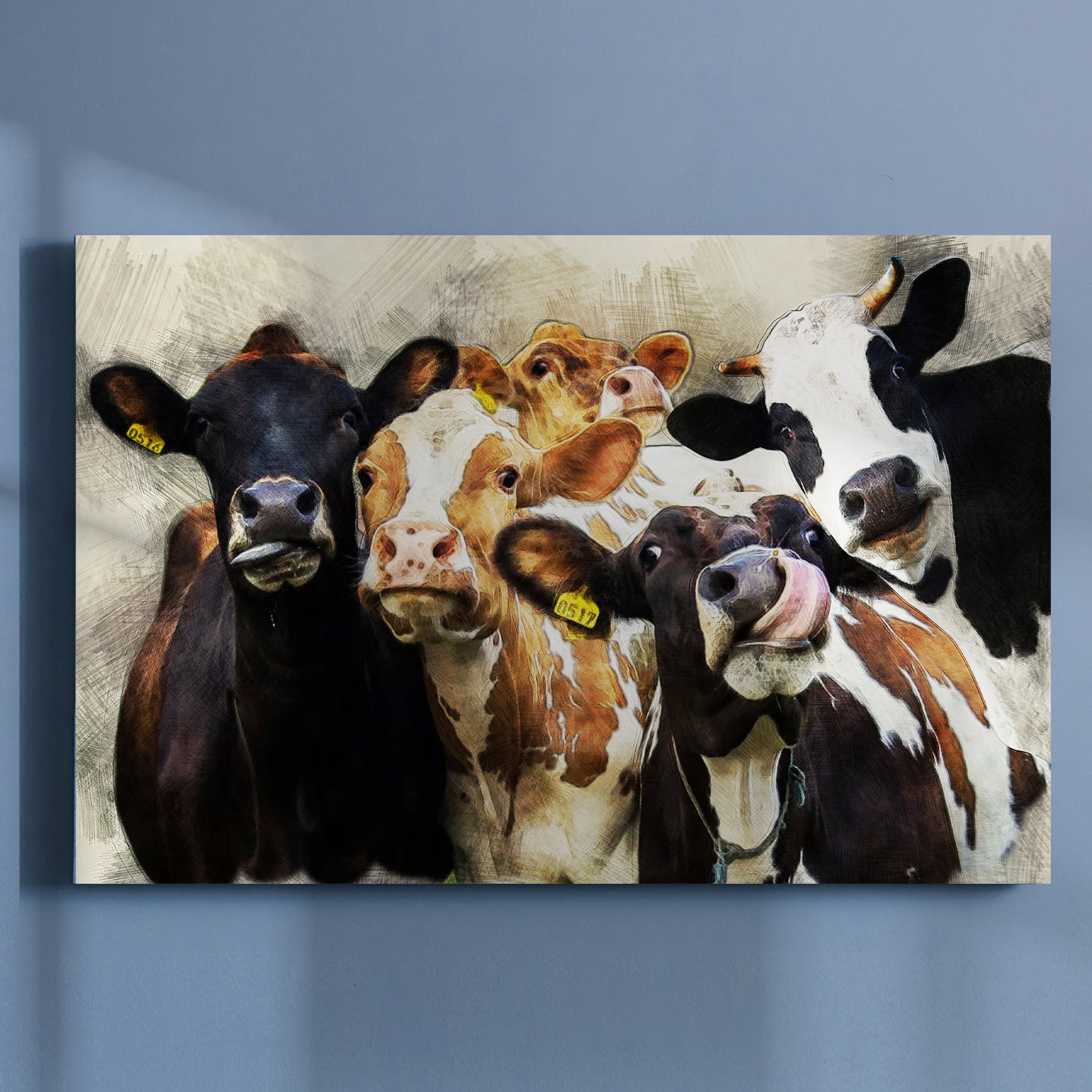 Cows Cattle Portrait Canvas Wall Art on sale at MyriadMart